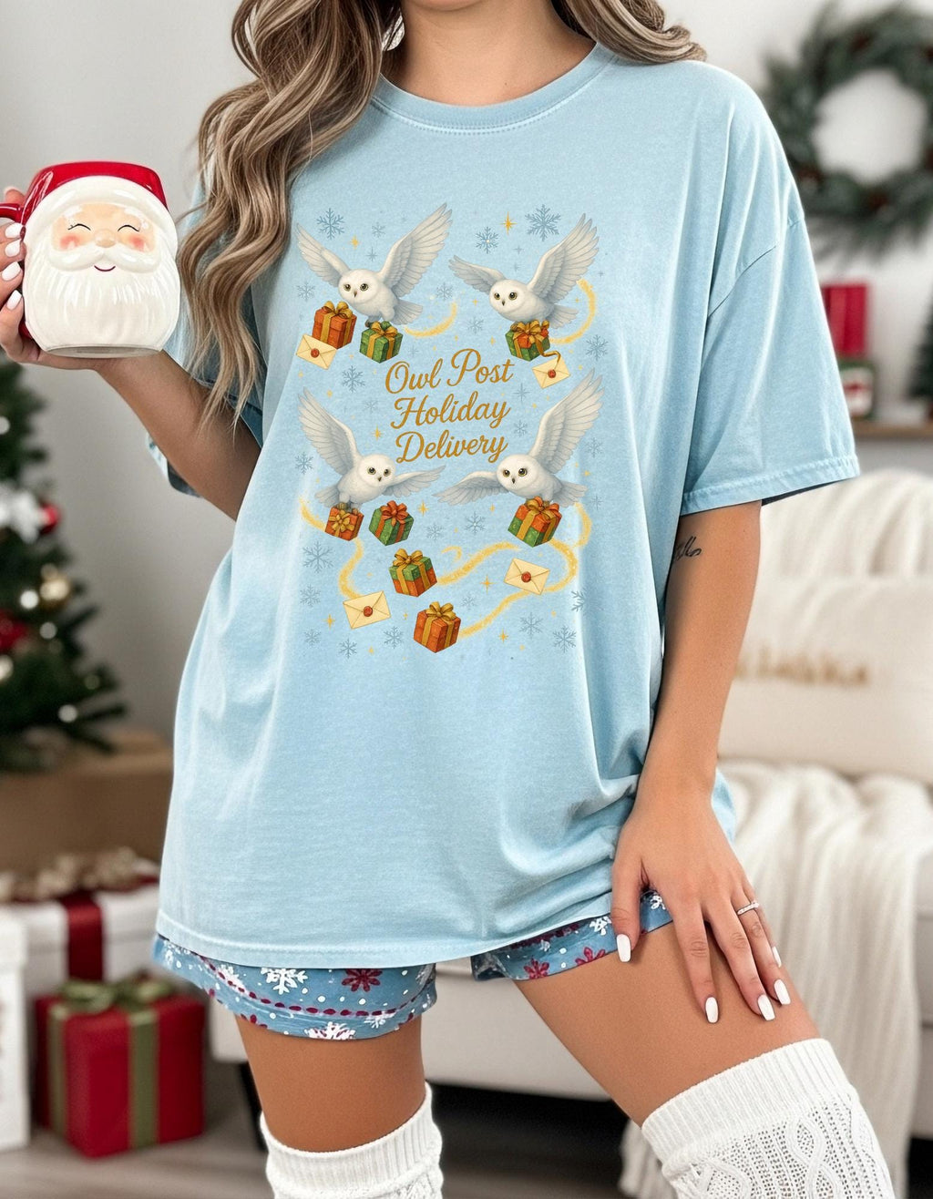 Magical Owl Holiday Delivery Sweatshirt: Potter Fans Christmas Pullover