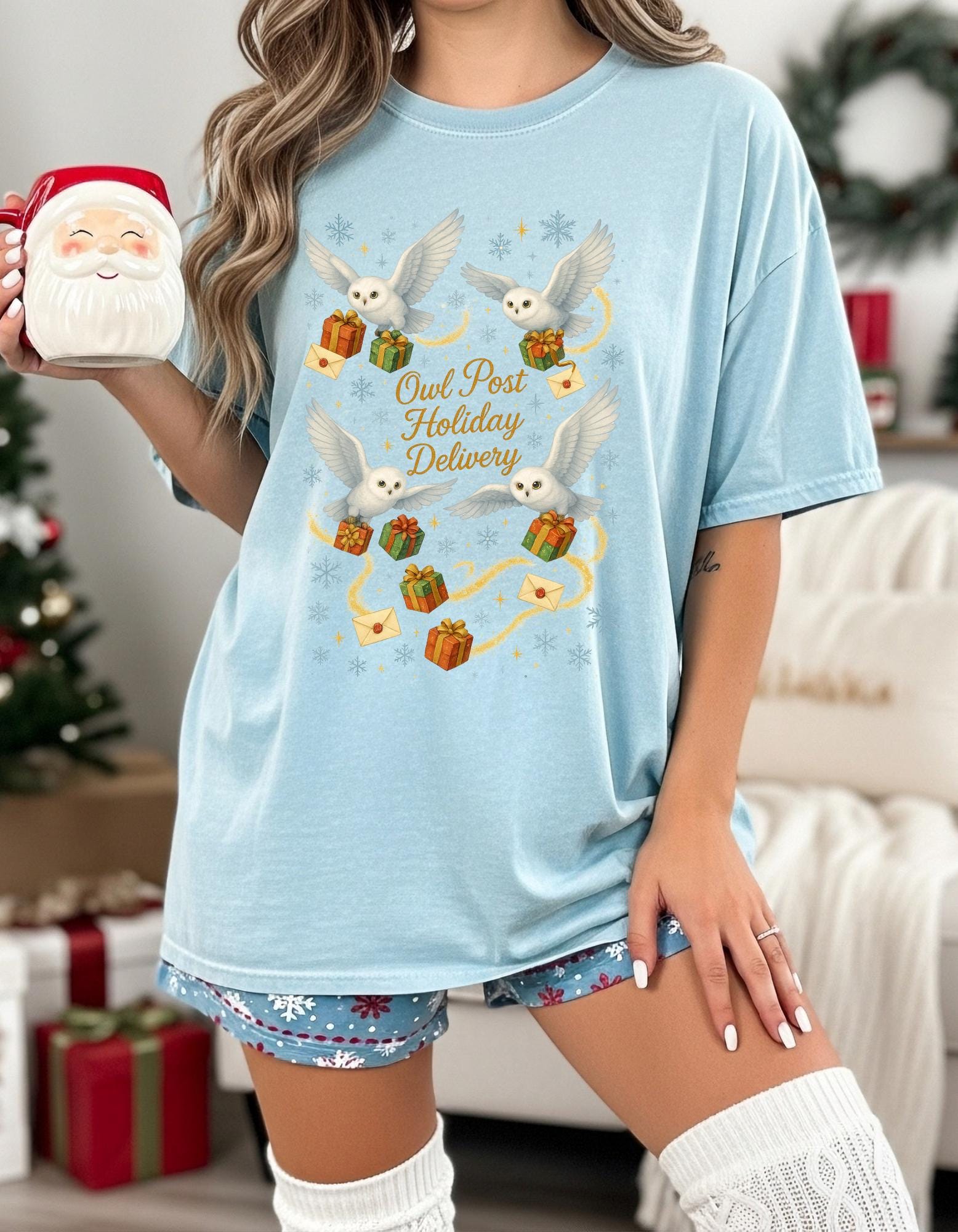 Magical Owl Holiday Delivery Sweatshirt: Potter Fans Christmas Pullover