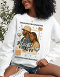 90s Black Romance Crewneck Sweatshirt, Poetic Love Nostalgia