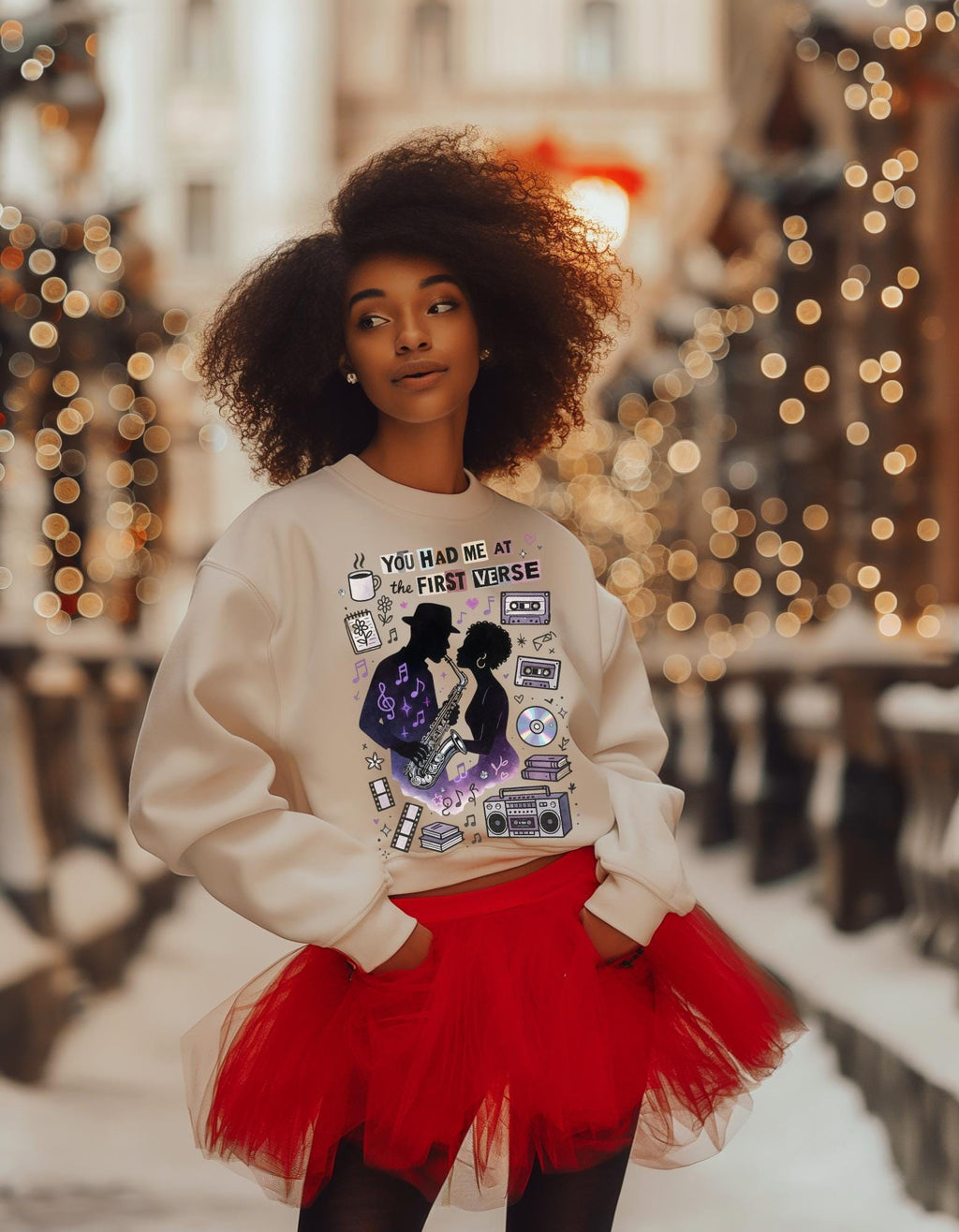 You Had Me At First Verse Sweatshirt | Retro Music Romance Design