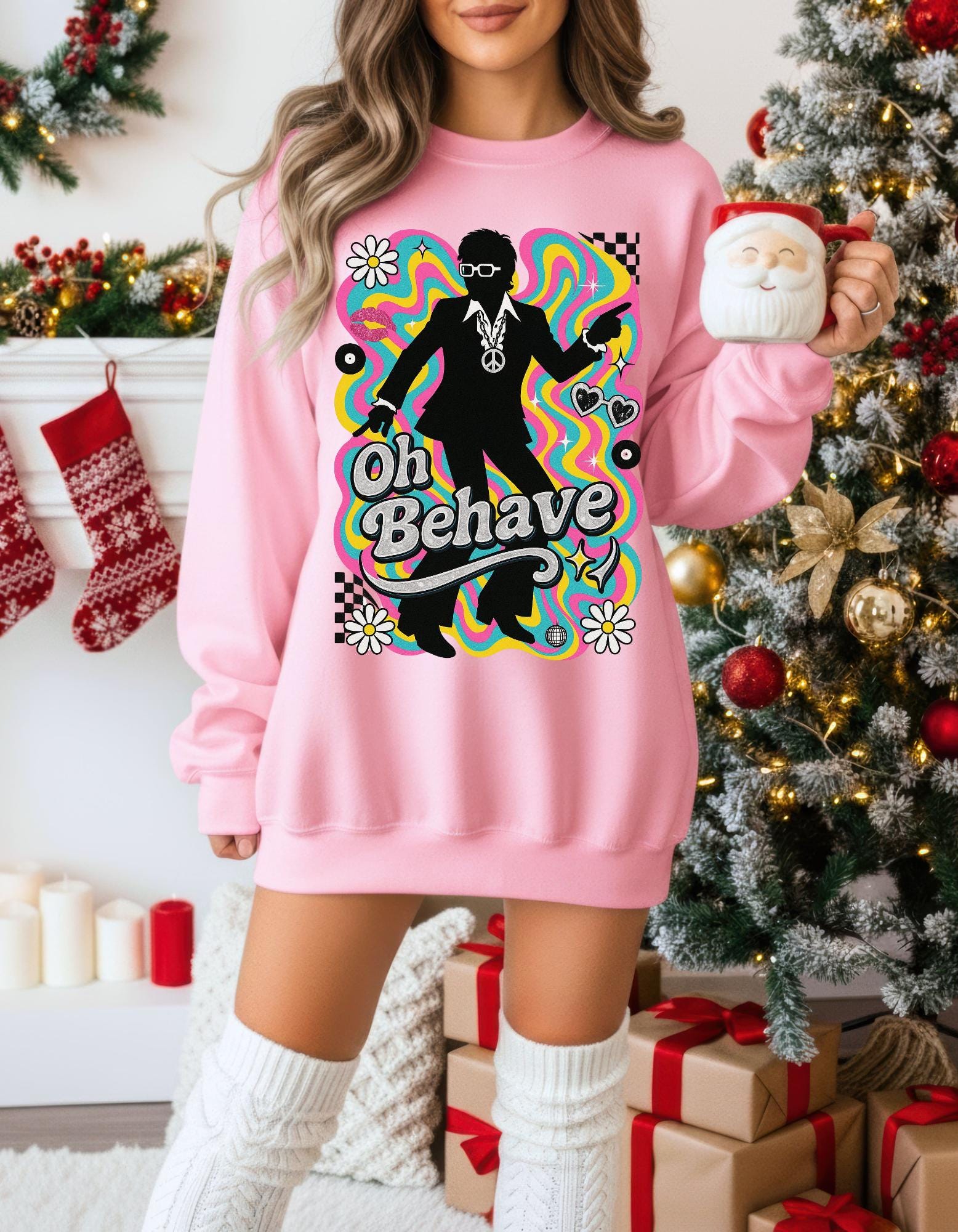 Retro 'Oh Behave' Sweatshirt | 60s Mod Style Peace Sign Pullover
