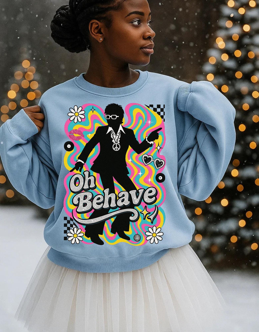 Retro 'Oh Behave' Sweatshirt | 60s Mod Style Peace Sign Pullover