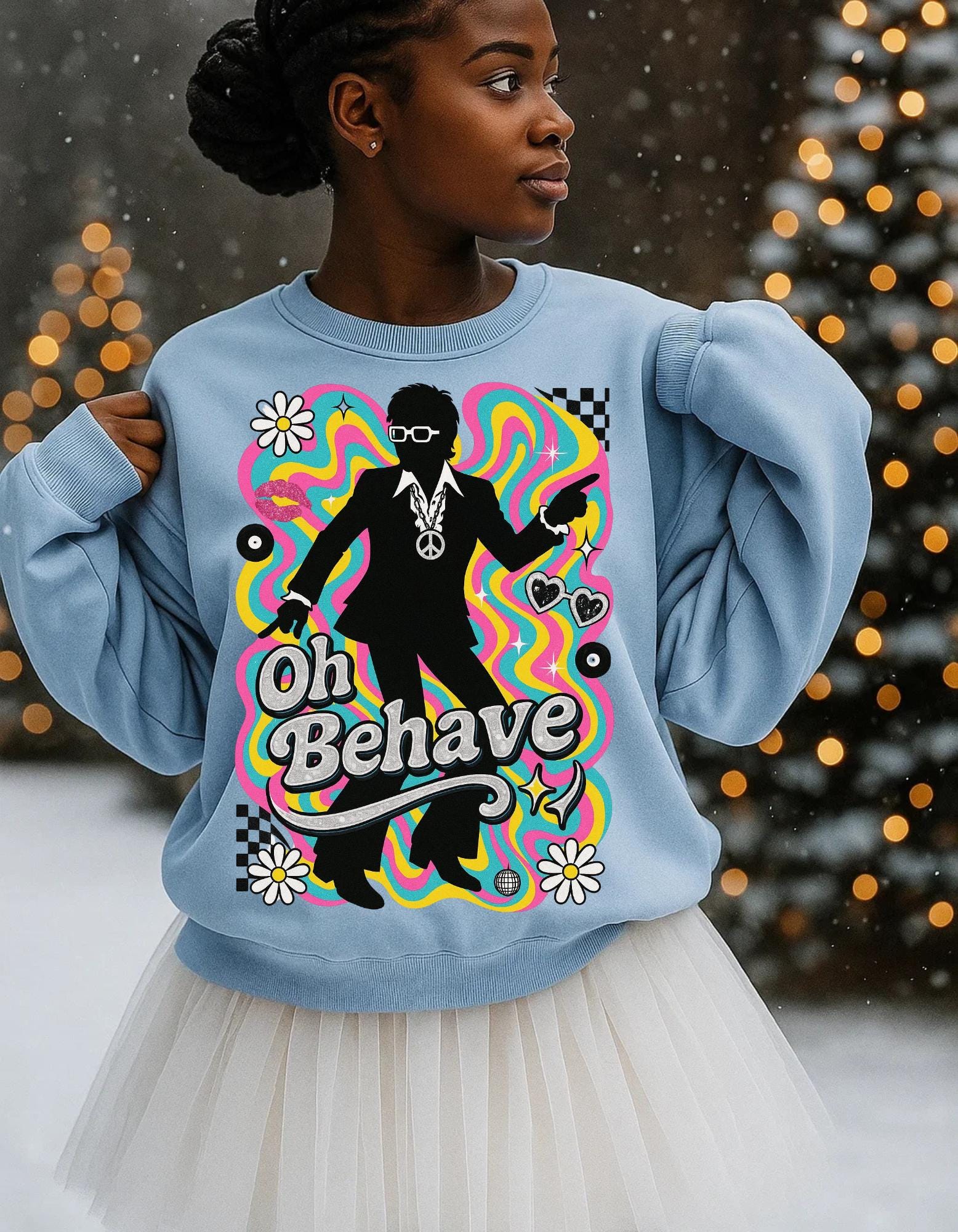 Retro 'Oh Behave' Sweatshirt | 60s Mod Style Peace Sign Pullover