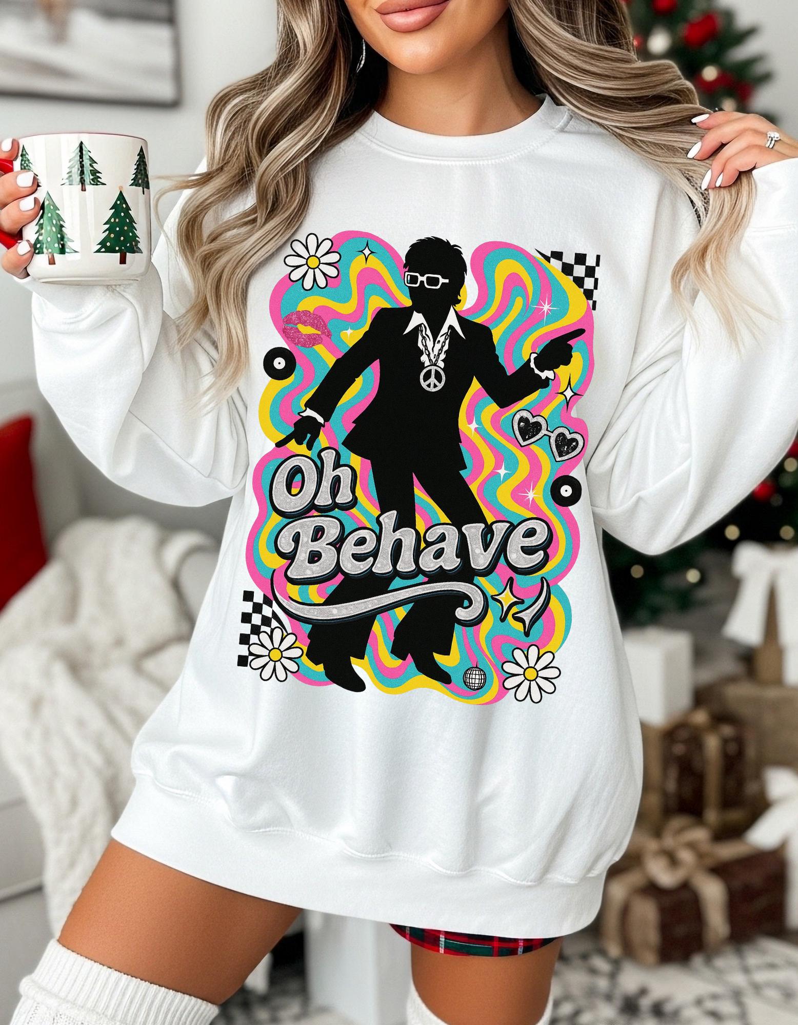 Retro 'Oh Behave' Sweatshirt | 60s Mod Style Peace Sign Pullover