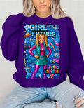 Girl of the Future Retro Space Crewneck Sweatshirt | Women Empowerment Graphic Apparel | Sorority Gift