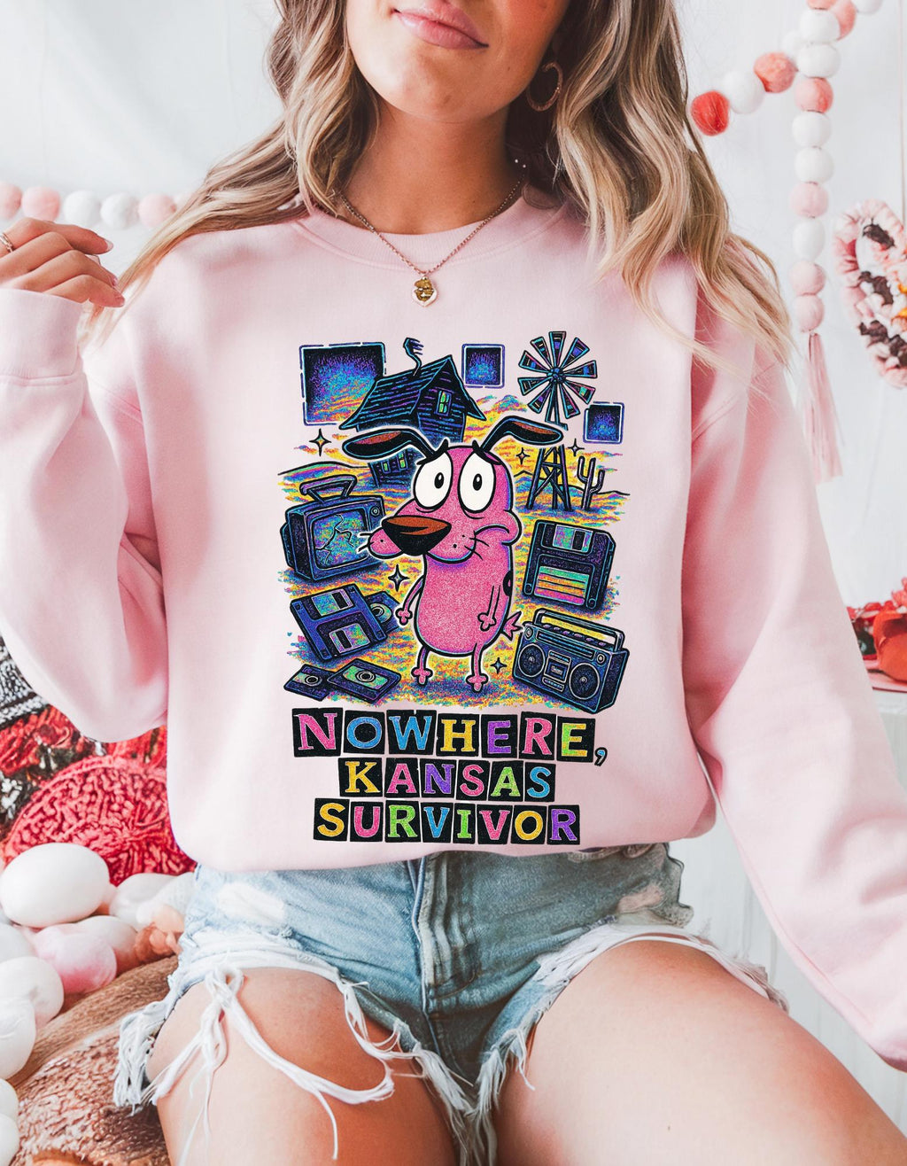 Nowhere Kansas Survivor Sweatshirt | Retro Cartoon Character Vintage Computer Graphic Pullover