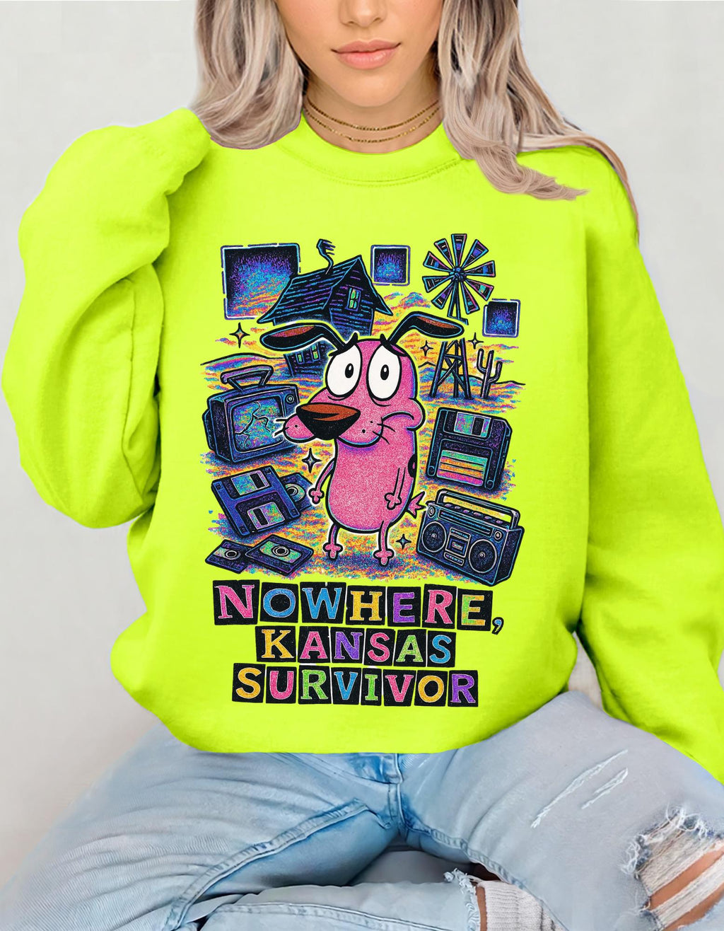 Nowhere Kansas Survivor Sweatshirt | Retro Cartoon Character Vintage Computer Graphic Pullover