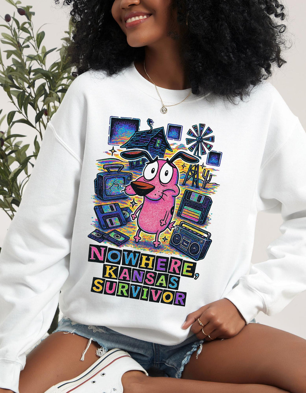 Nowhere Kansas Survivor Sweatshirt | Retro Cartoon Character Vintage Computer Graphic Pullover