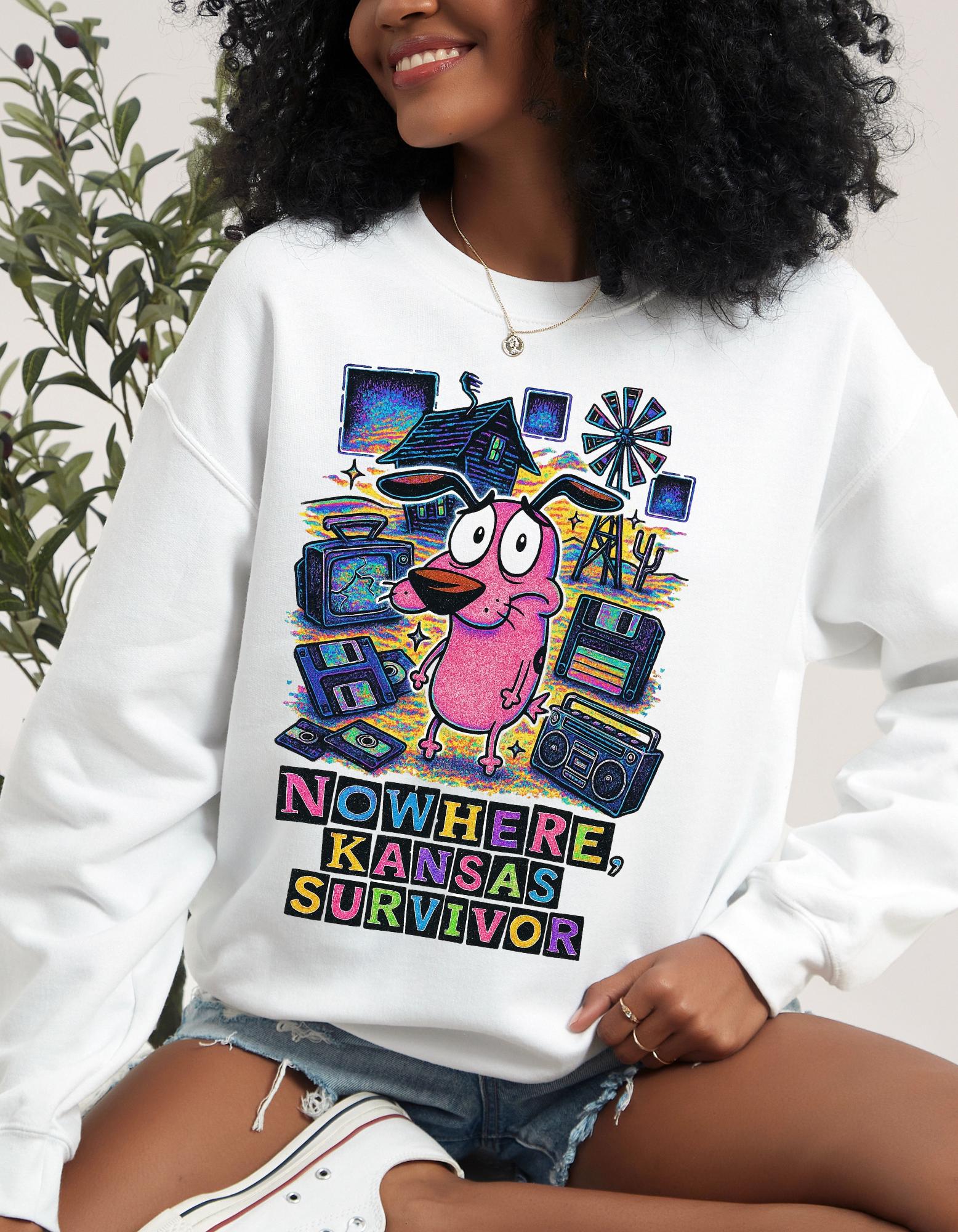 Nowhere Kansas Survivor Sweatshirt | Retro Cartoon Character Vintage Computer Graphic Pullover