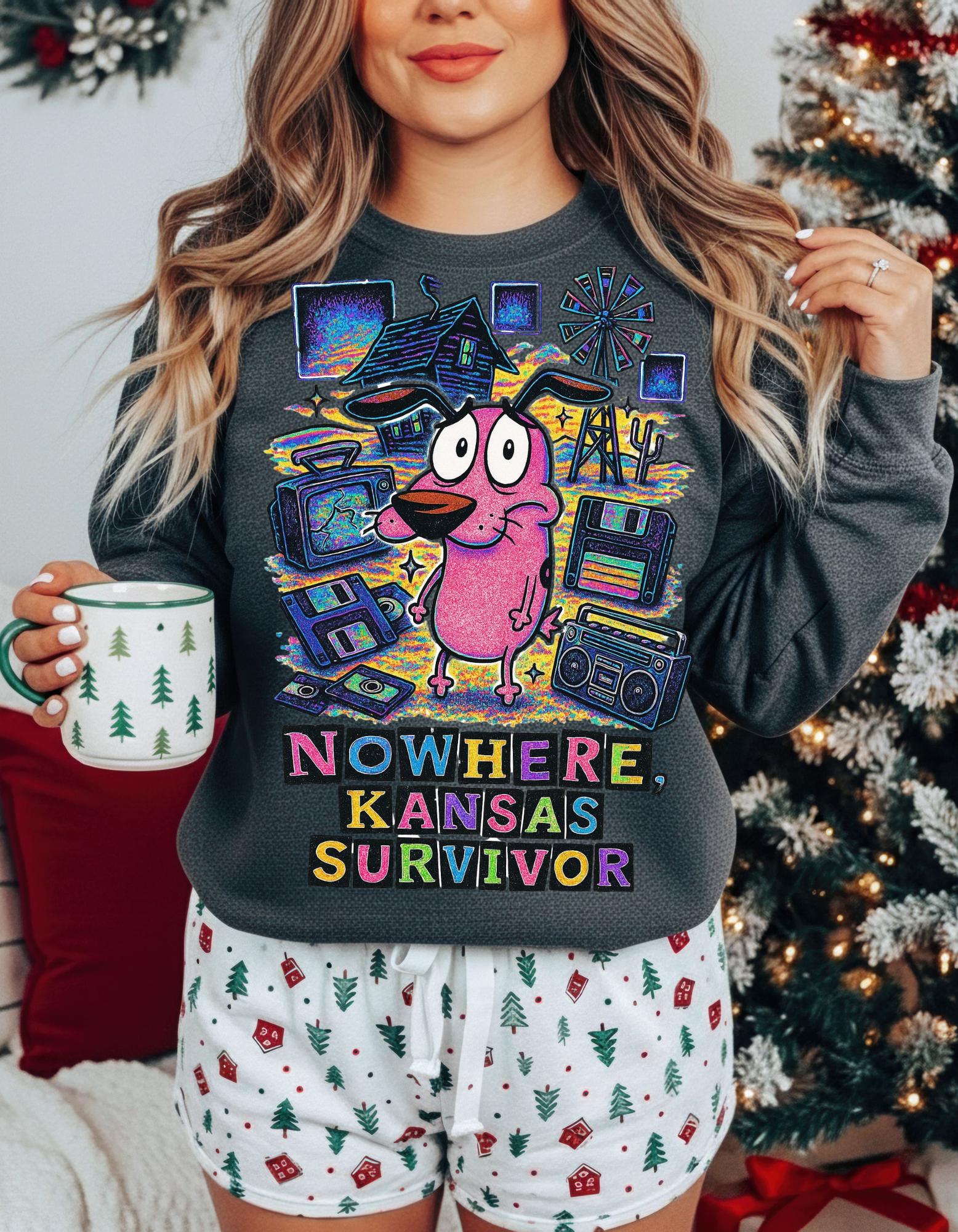 Nowhere Kansas Survivor Sweatshirt | Retro Cartoon Character Vintage Computer Graphic Pullover