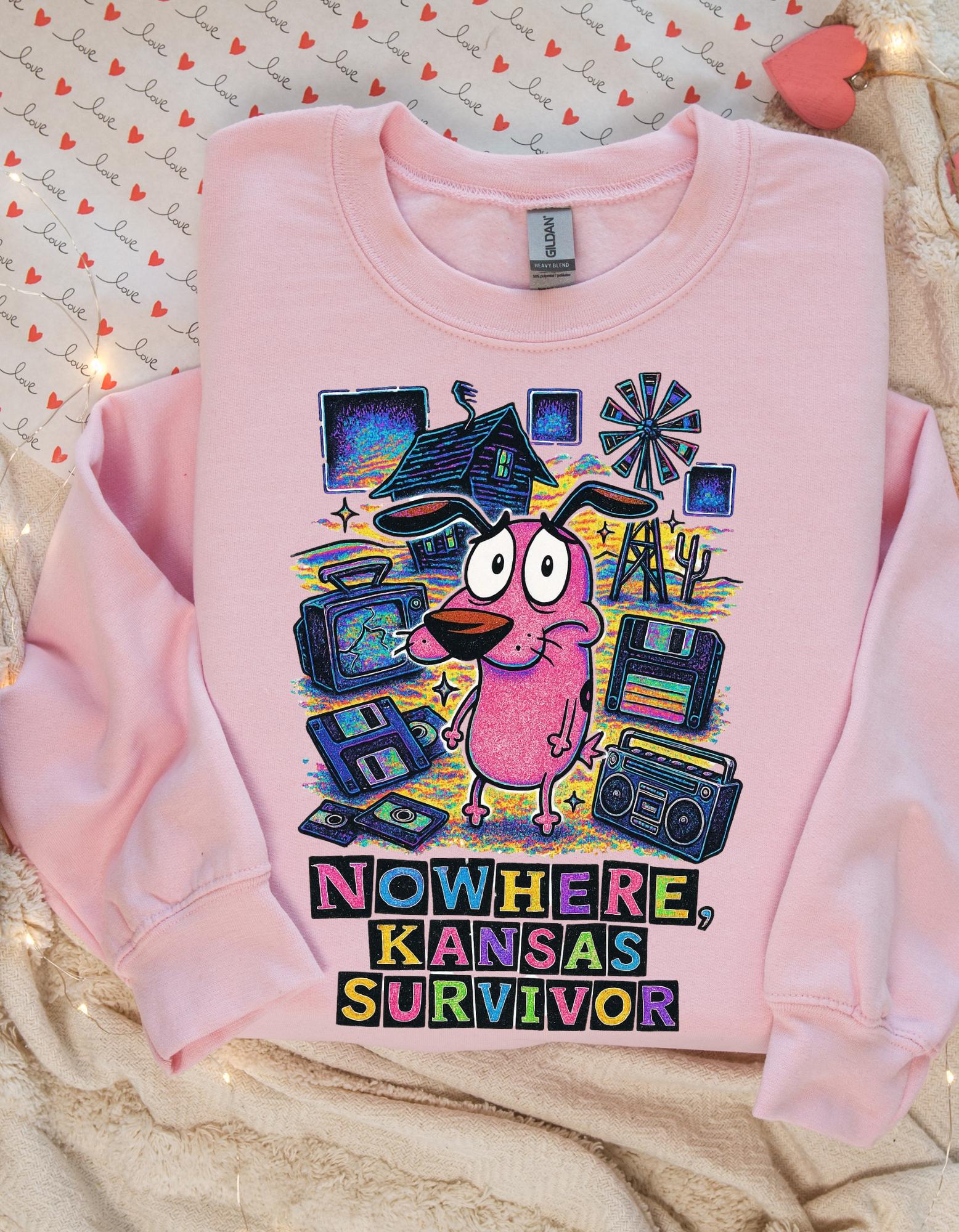 Nowhere Kansas Survivor Sweatshirt | Retro Cartoon Character Vintage Computer Graphic Pullover