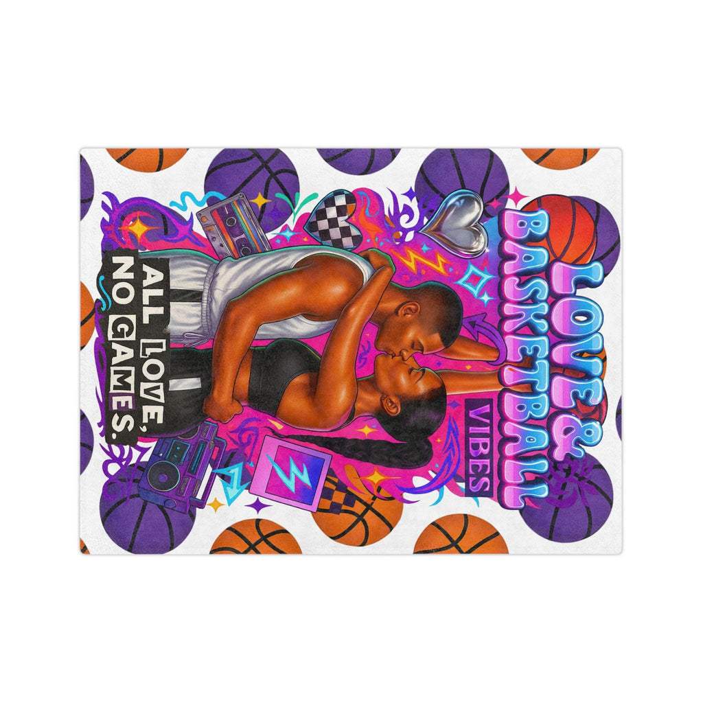 Love & Basketball Vibes Blanket | All Love No Games Velveteen Microfiber Throw Gift for Couples