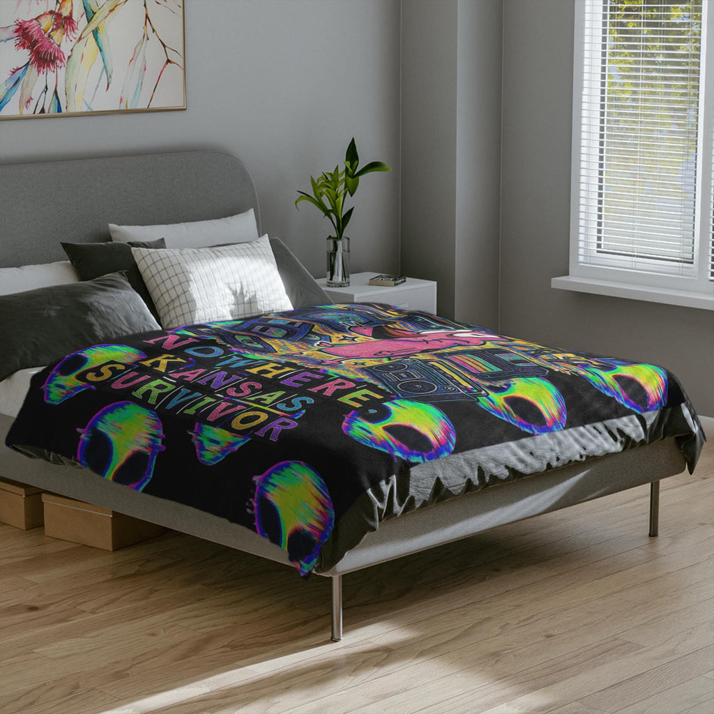 Nowhere Kansas Survivor Blanket | Retro Courageous Cartoon Design Microfiber Throw Gift