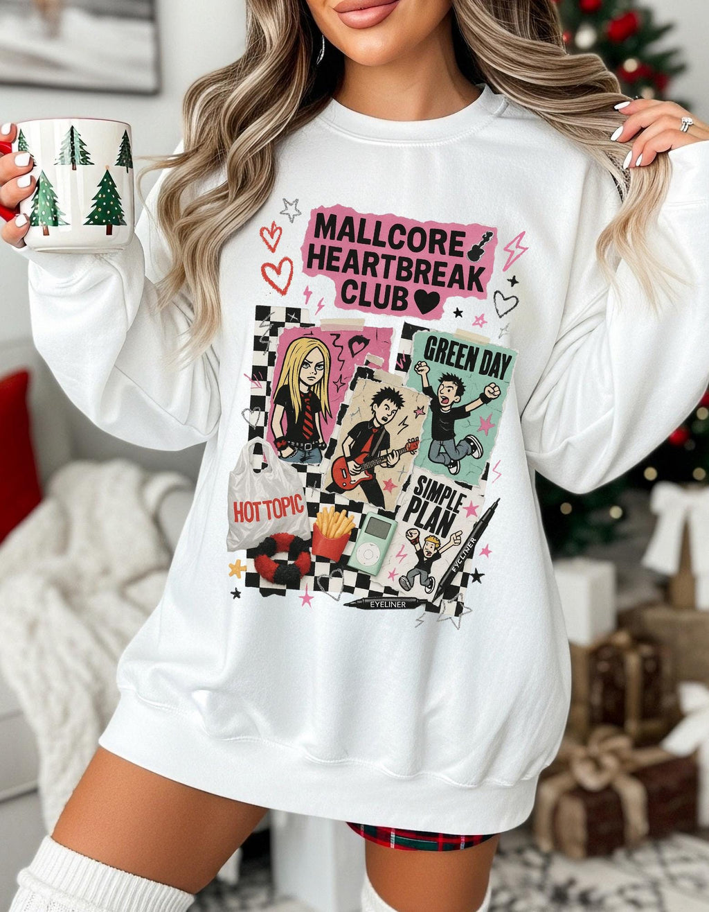 Y2K Pop Punk Graphic Sweatshirt | Mallcore Heartbreak Club Tee