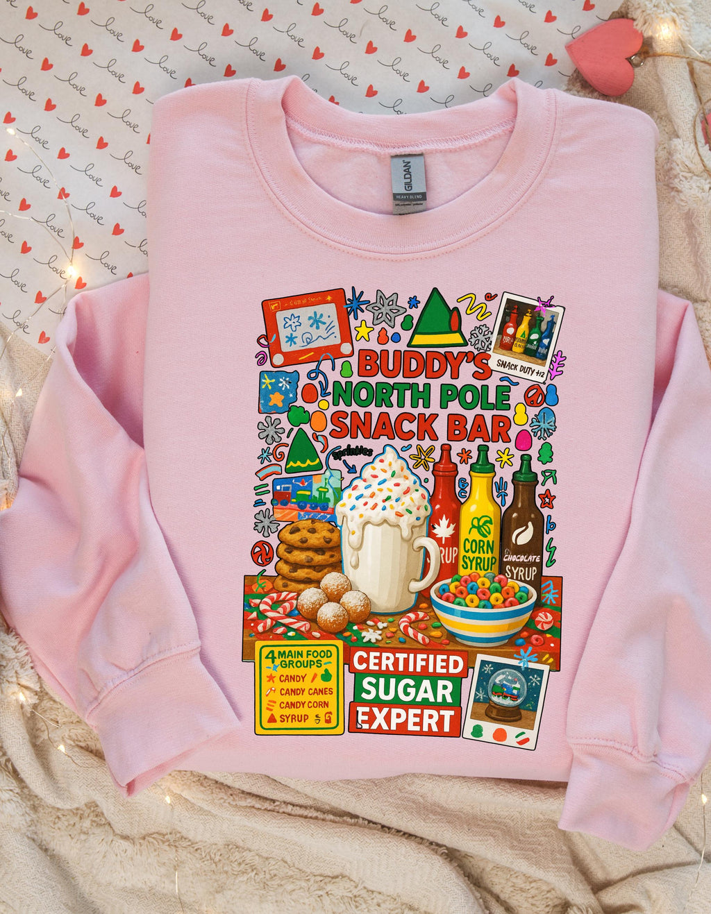 North Pole Snack Bar Certified Sugar Expert Christmas Holiday Sweatshirt Funny Winter Crewneck Gift