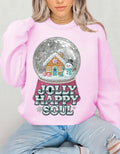 Gingerbread Snow Globe Jolly Happy Soul Christmas Holiday Crewneck Sweatshirt | Festive Winter Sweater