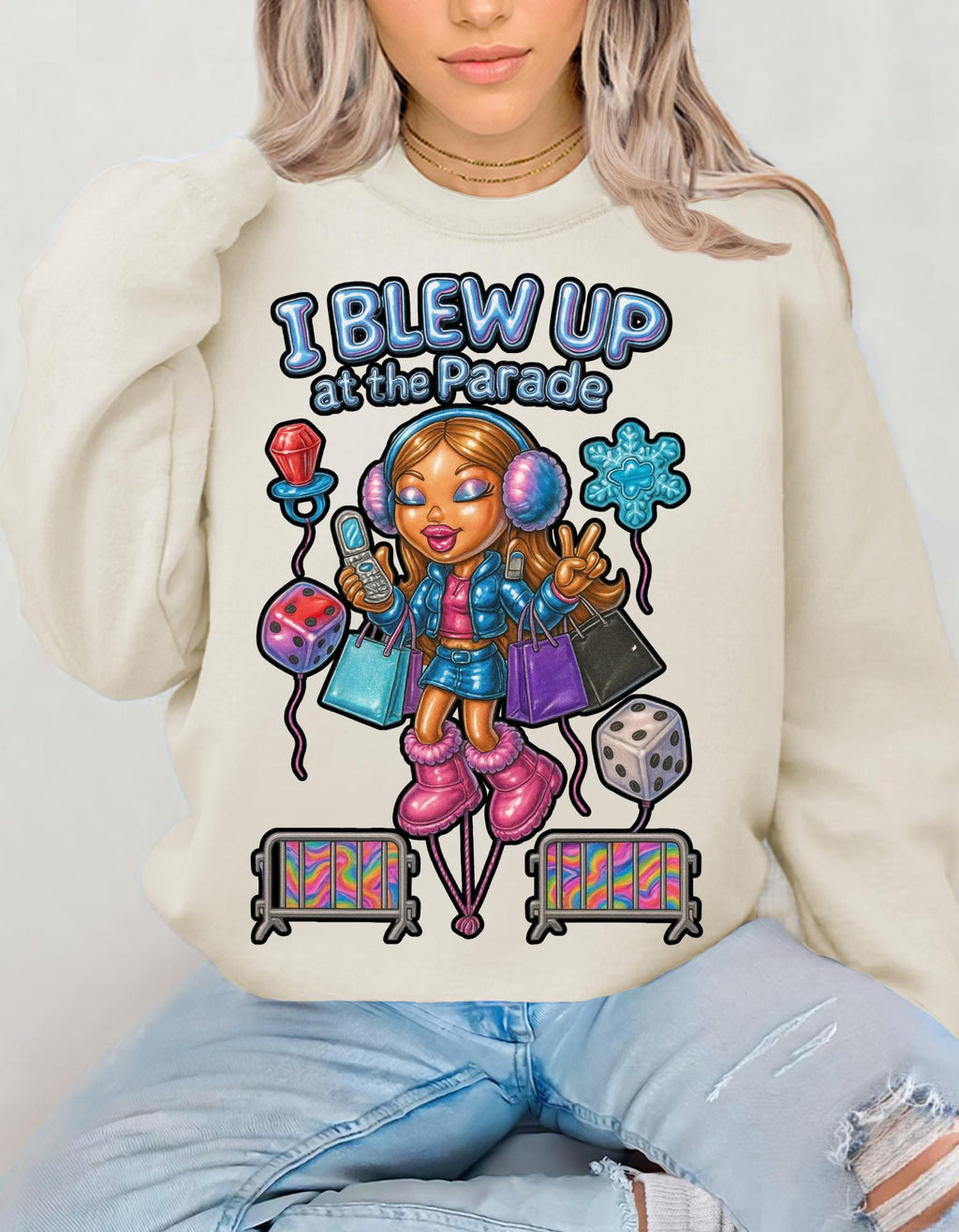 Parade Character Crewneck Sweatshirt | Balloon Pop Art