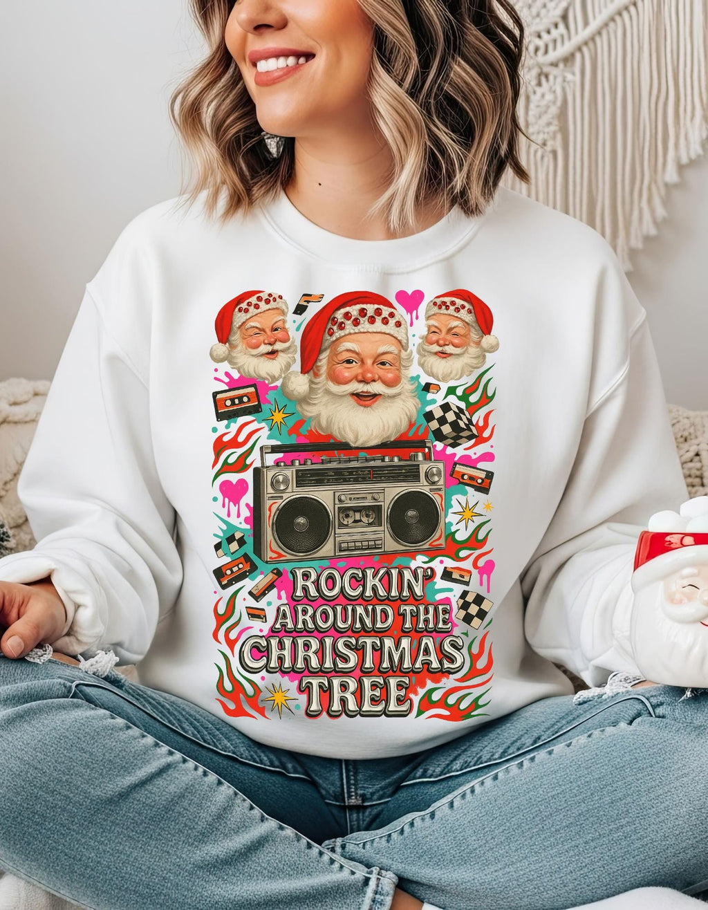 Y2K Santa Rocking Around the Christmas Tree Sweatshirt