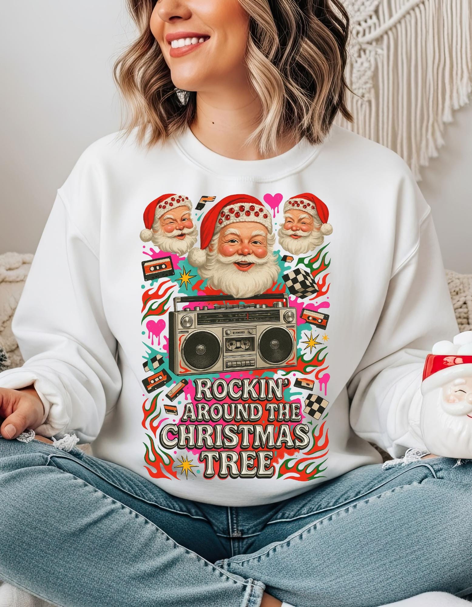 Y2K Santa Rocking Around the Christmas Tree Sweatshirt
