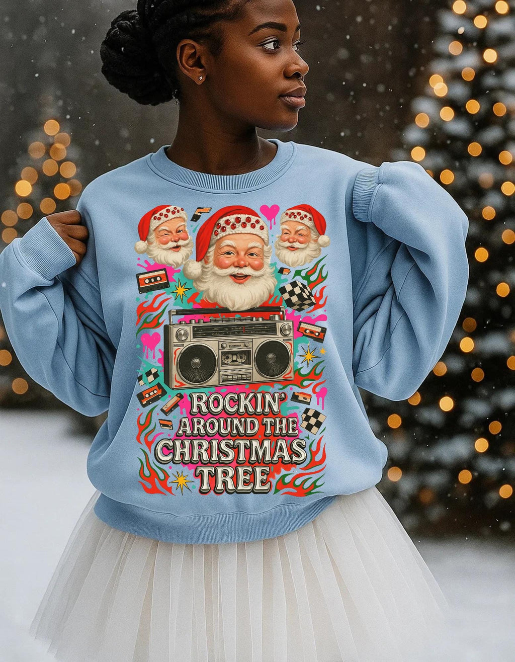 Y2K Santa Rocking Around the Christmas Tree Sweatshirt