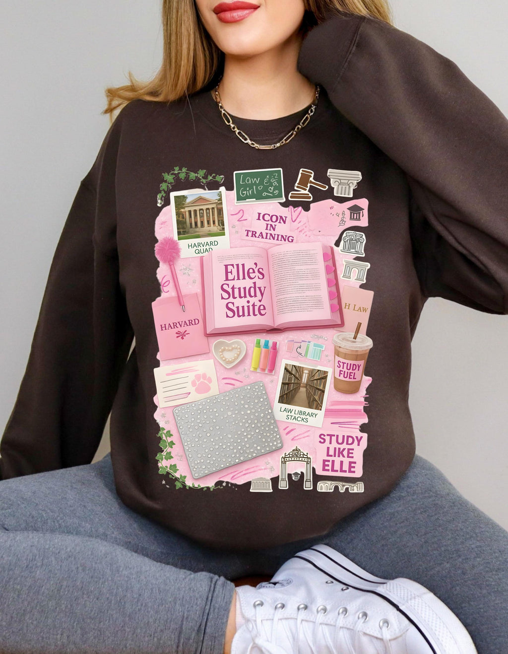 Pink Law School Sweatshirt | Preppy Y2K College Student Wear