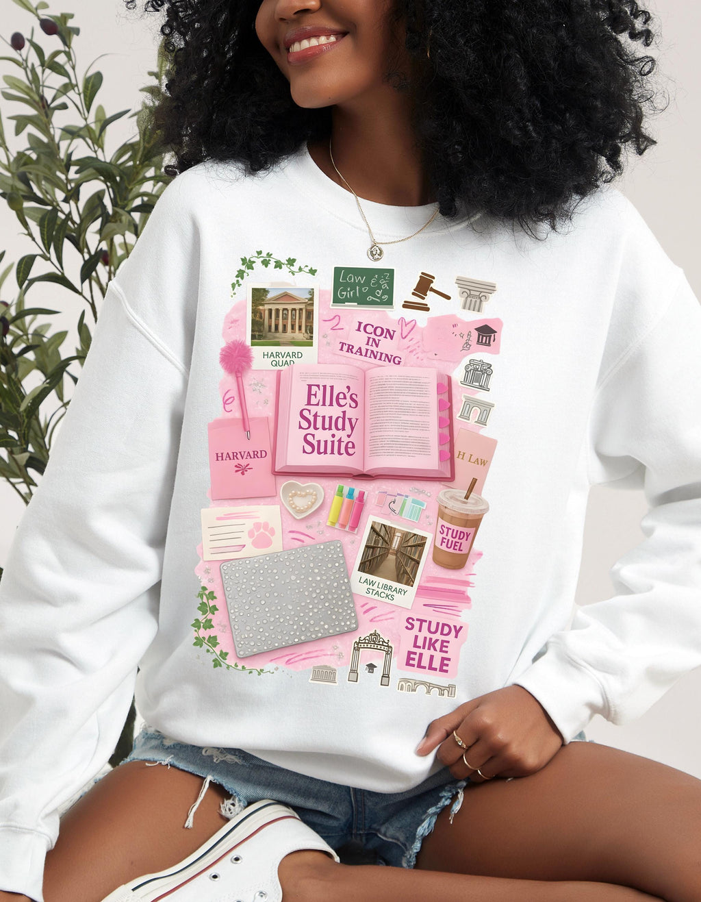 Pink Law School Sweatshirt | Preppy Y2K College Student Wear