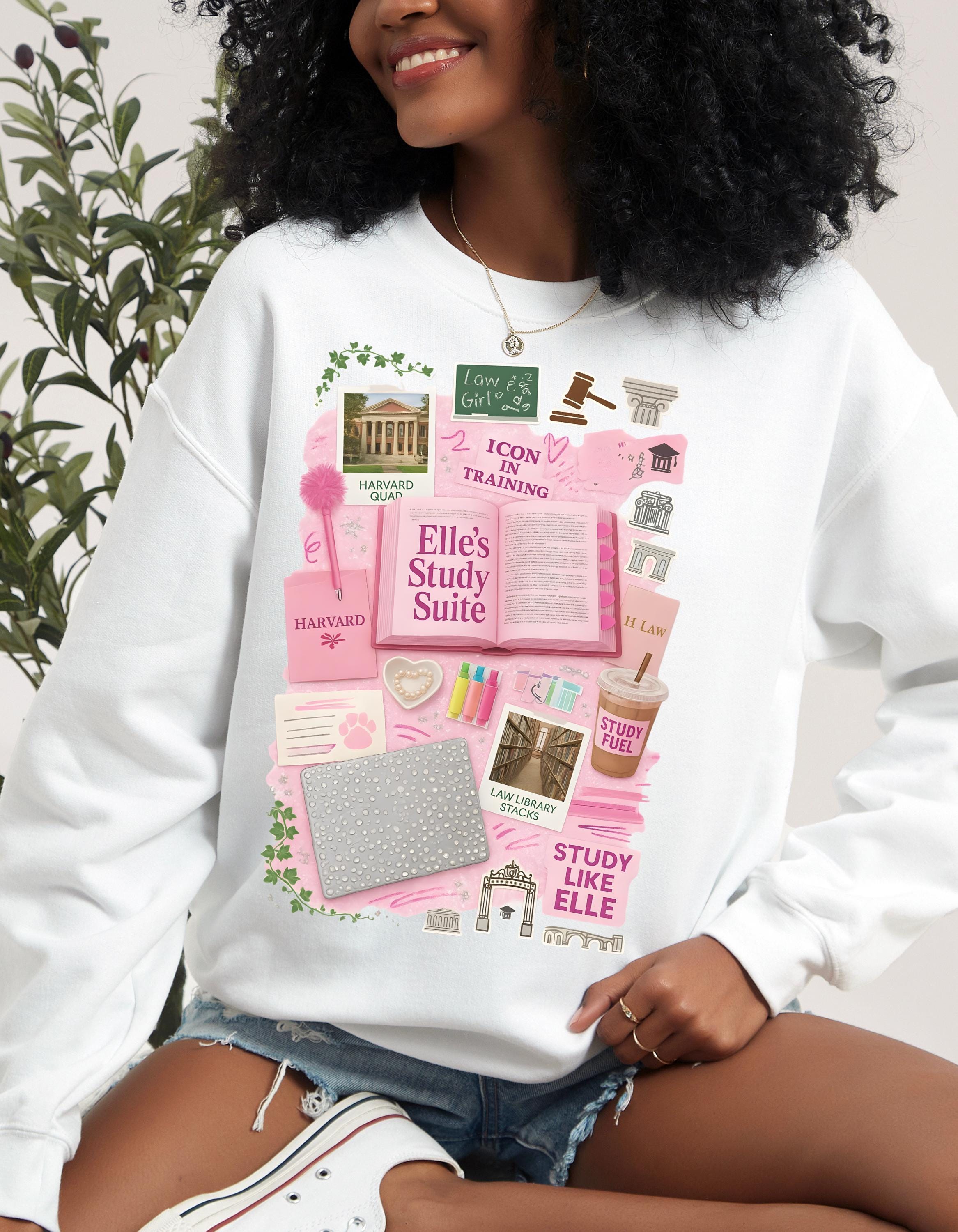 Pink Law School Sweatshirt | Preppy Y2K College Student Wear