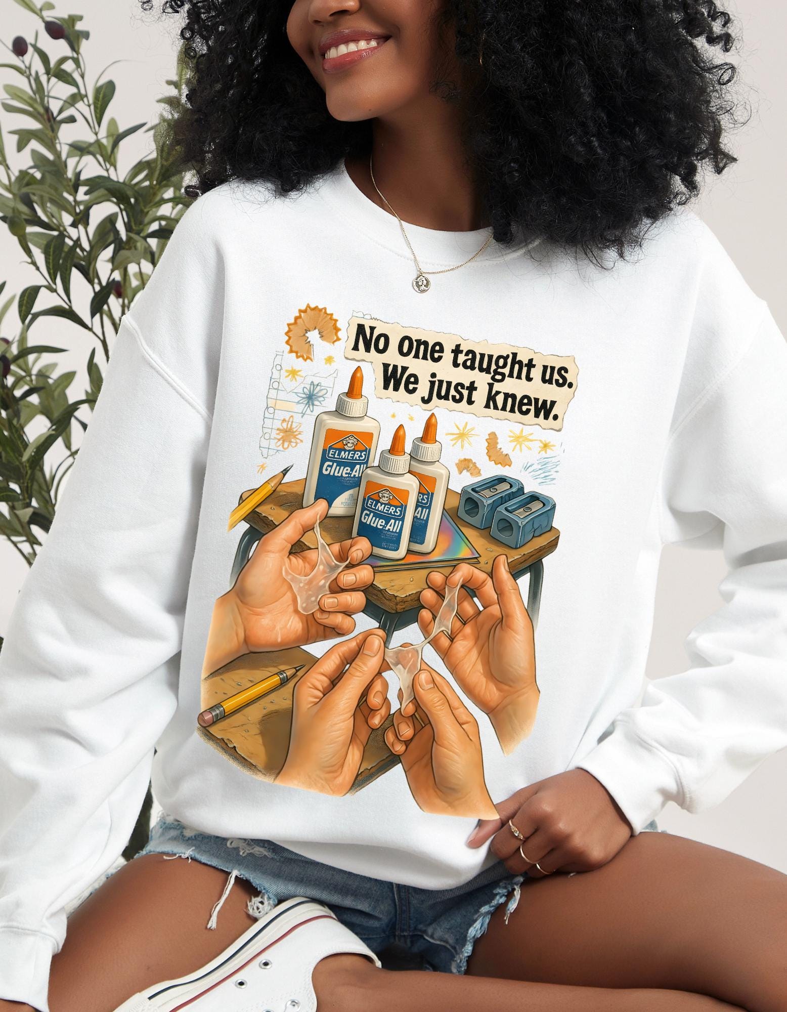 90s Classroom Nostalgia Sweatshirt | Glue Ball Kids Retro School Throwback Era Shirt
