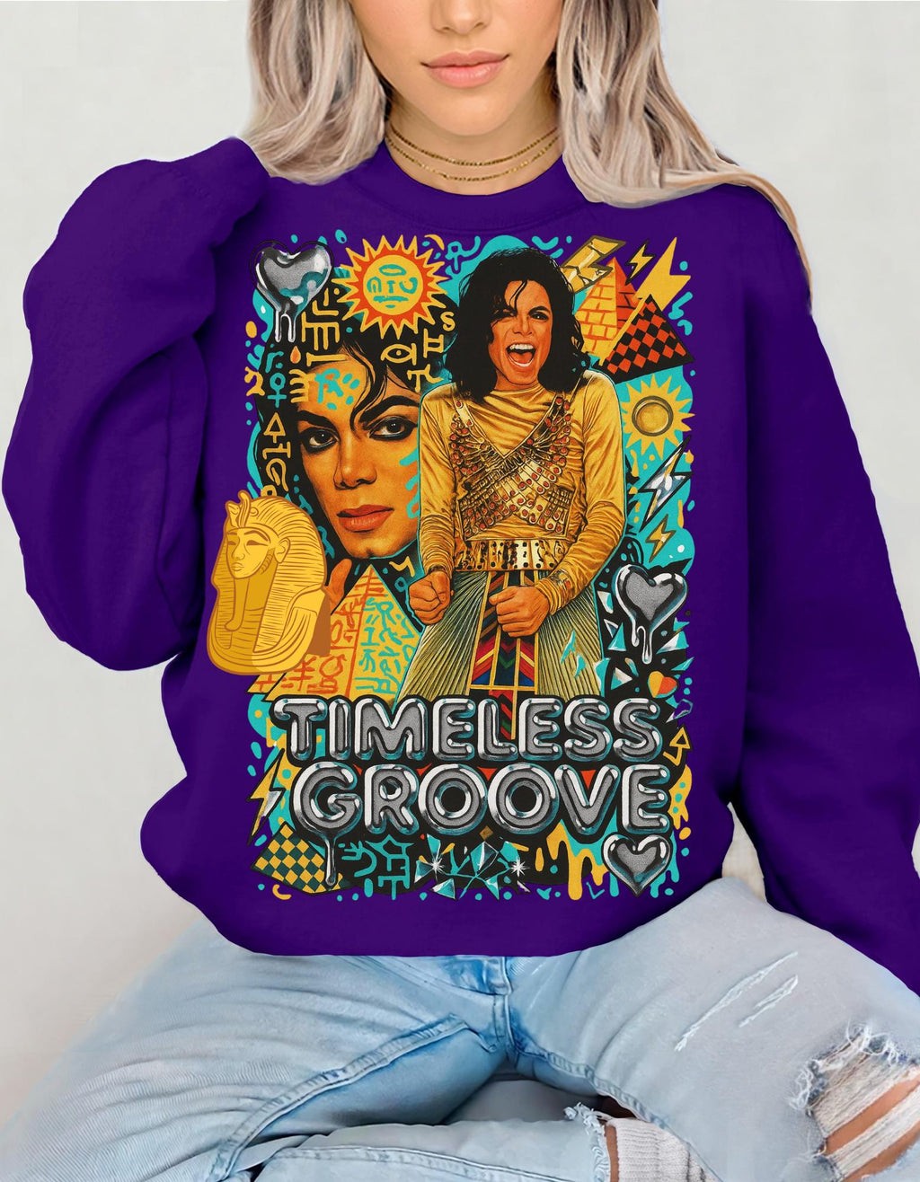 Timeless Groove Sweatshirt | Retro 70s Collage Music Portrait Graphic Vintage Streetwear Pullover