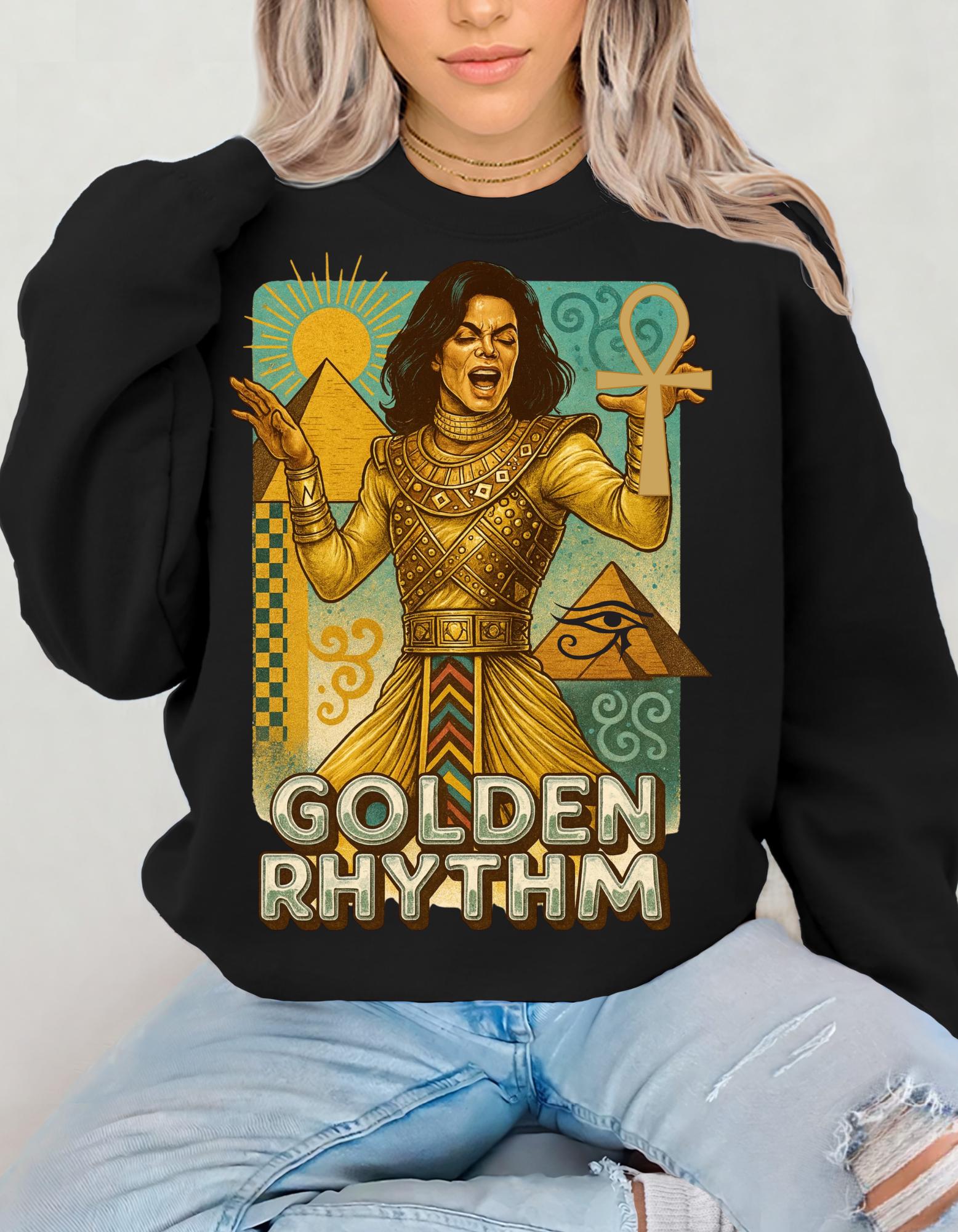 Golden Rhythm Singer Crewneck Sweatshirt | Retro Art Nouveau Music Graphic Vintage Unisex Apparel