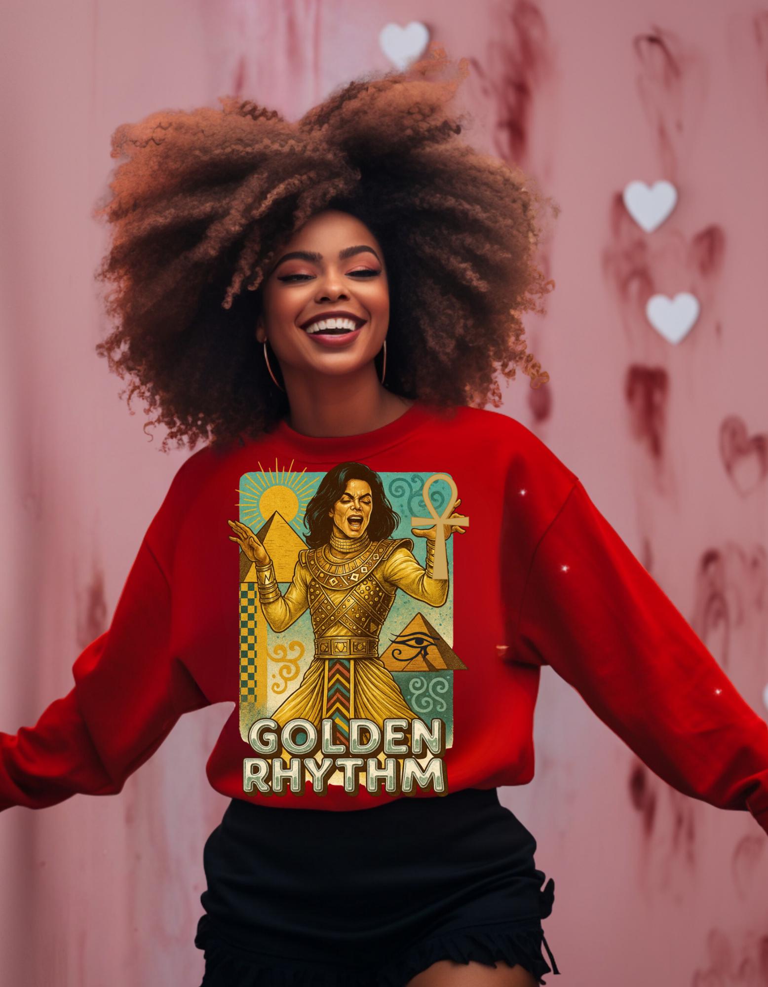 Golden Rhythm Singer Crewneck Sweatshirt | Retro Art Nouveau Music Graphic Vintage Unisex Apparel