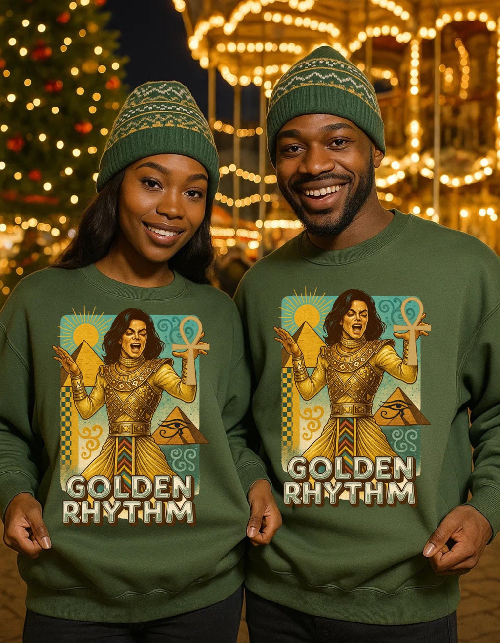 Golden Rhythm Singer Crewneck Sweatshirt | Retro Art Nouveau Music Graphic Vintage Unisex Apparel