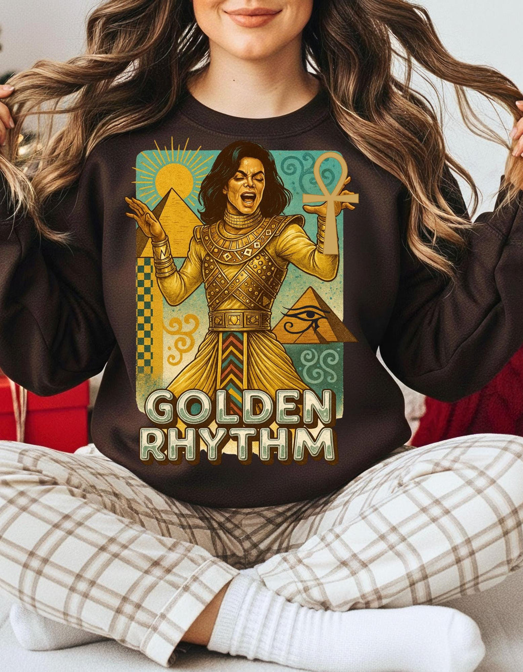 Golden Rhythm Singer Crewneck Sweatshirt | Retro Art Nouveau Music Graphic Vintage Unisex Apparel
