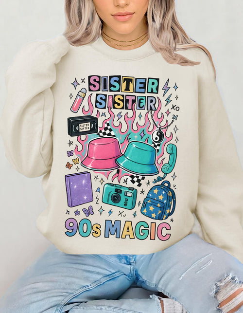 90s Twin Sisters Crewneck Sweatshirt Retro Sibling Vintage Twins Matching Outfit Gift