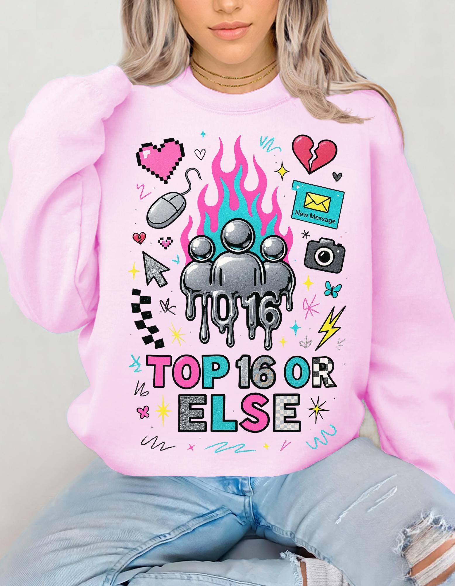 Top 16 Or Else Crewneck Sweatshirt: Vaporwave Gaming Graphic