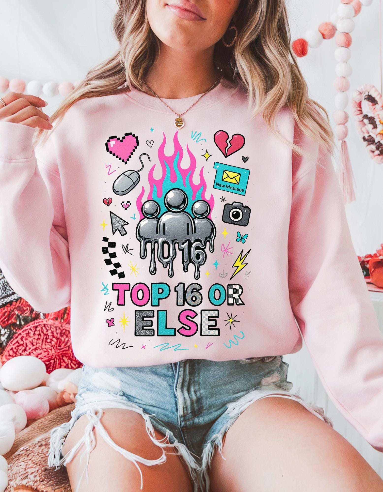 Top 16 Or Else Crewneck Sweatshirt: Vaporwave Gaming Graphic