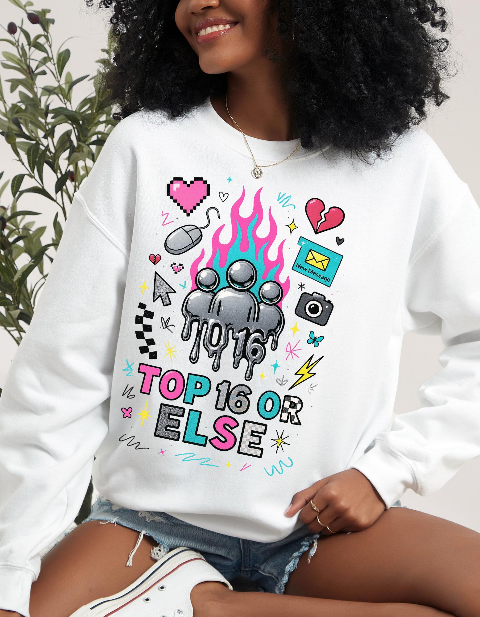 Top 16 Or Else Crewneck Sweatshirt: Vaporwave Gaming Graphic