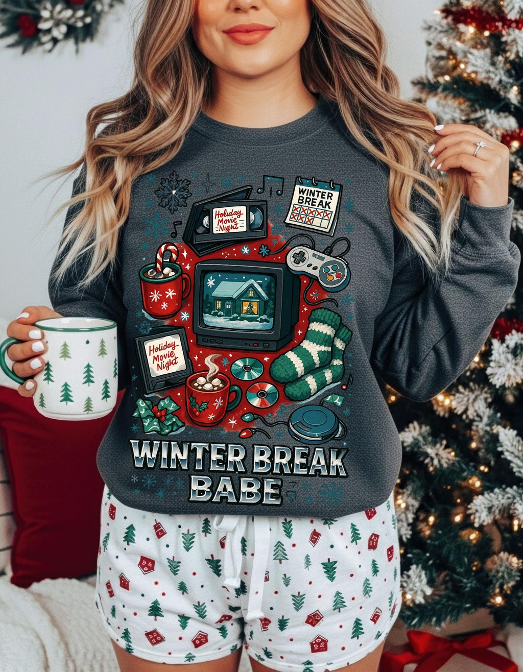 90s Retro Winter Babe Sweatshirt | Embroidered Crewneck