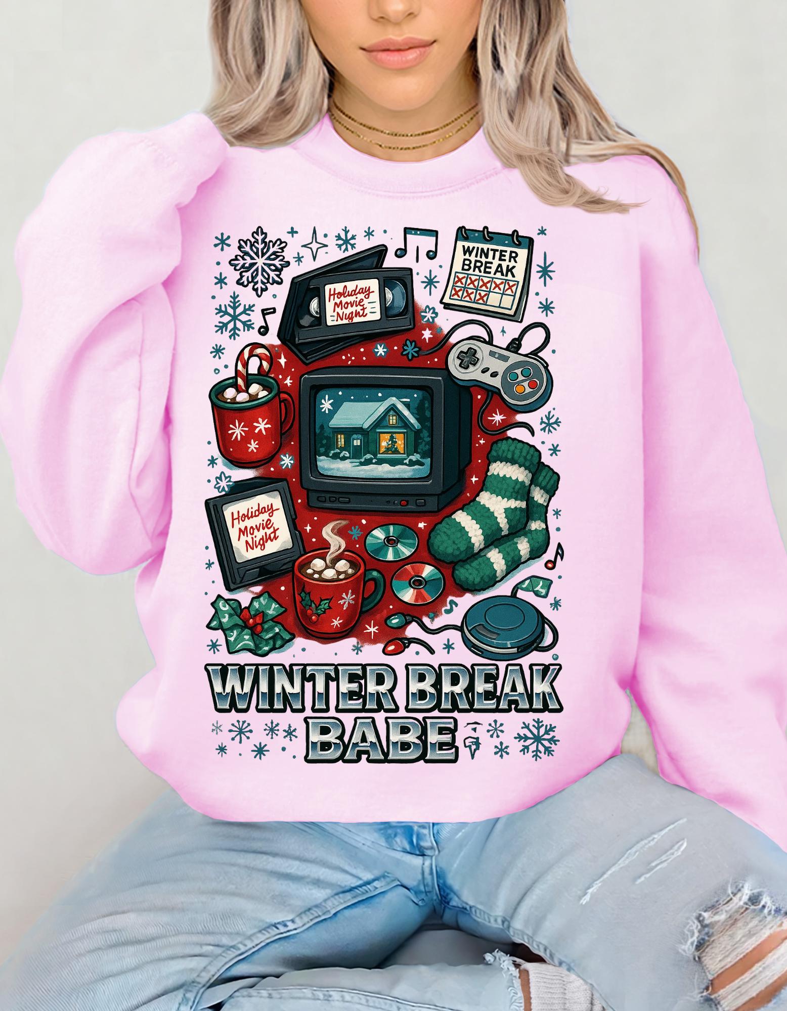 90s Retro Winter Babe Sweatshirt | Embroidered Crewneck