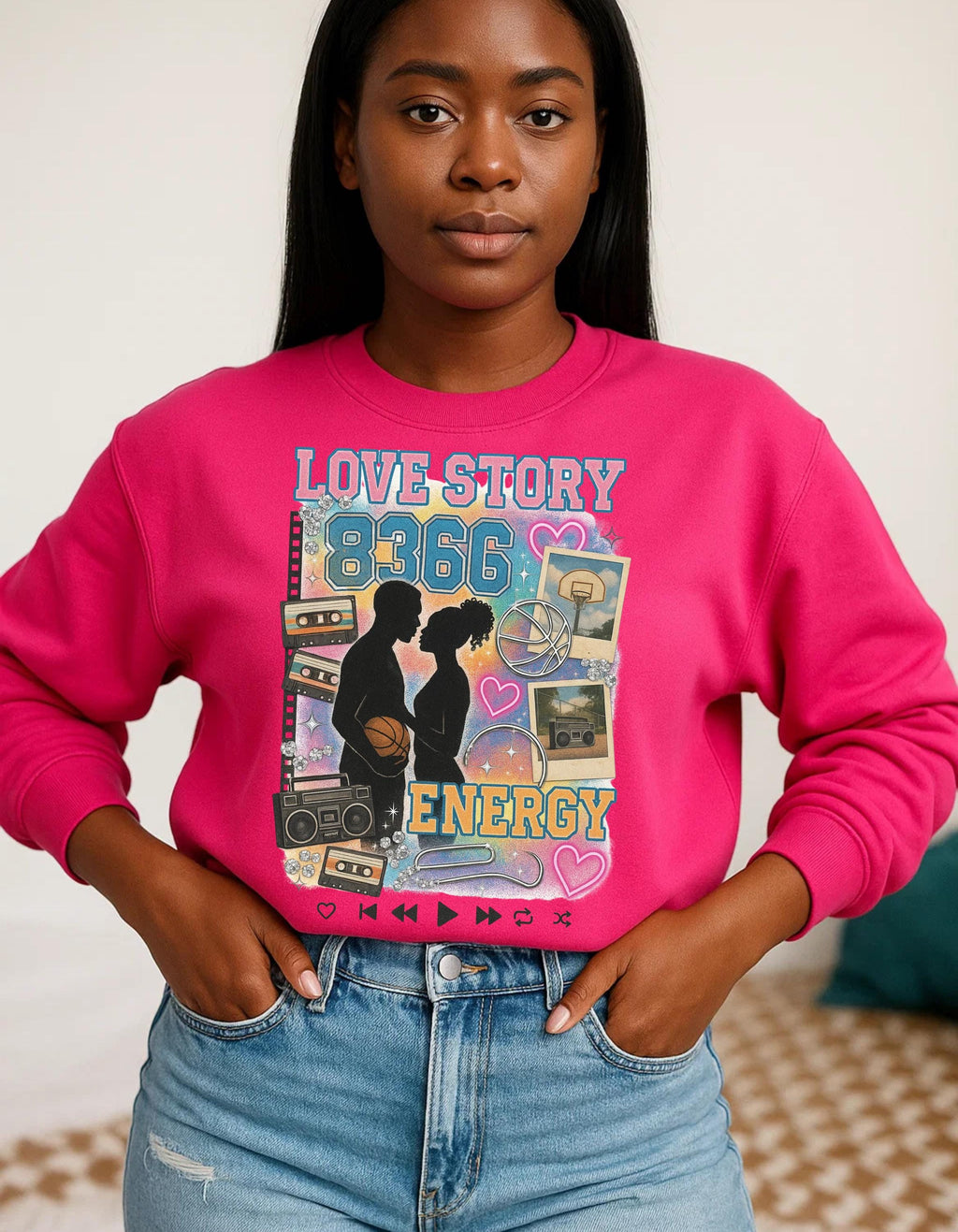 Love & Basketball silhouette couple Sweatshirt | 90s Black Love, Retro Hoops Romance