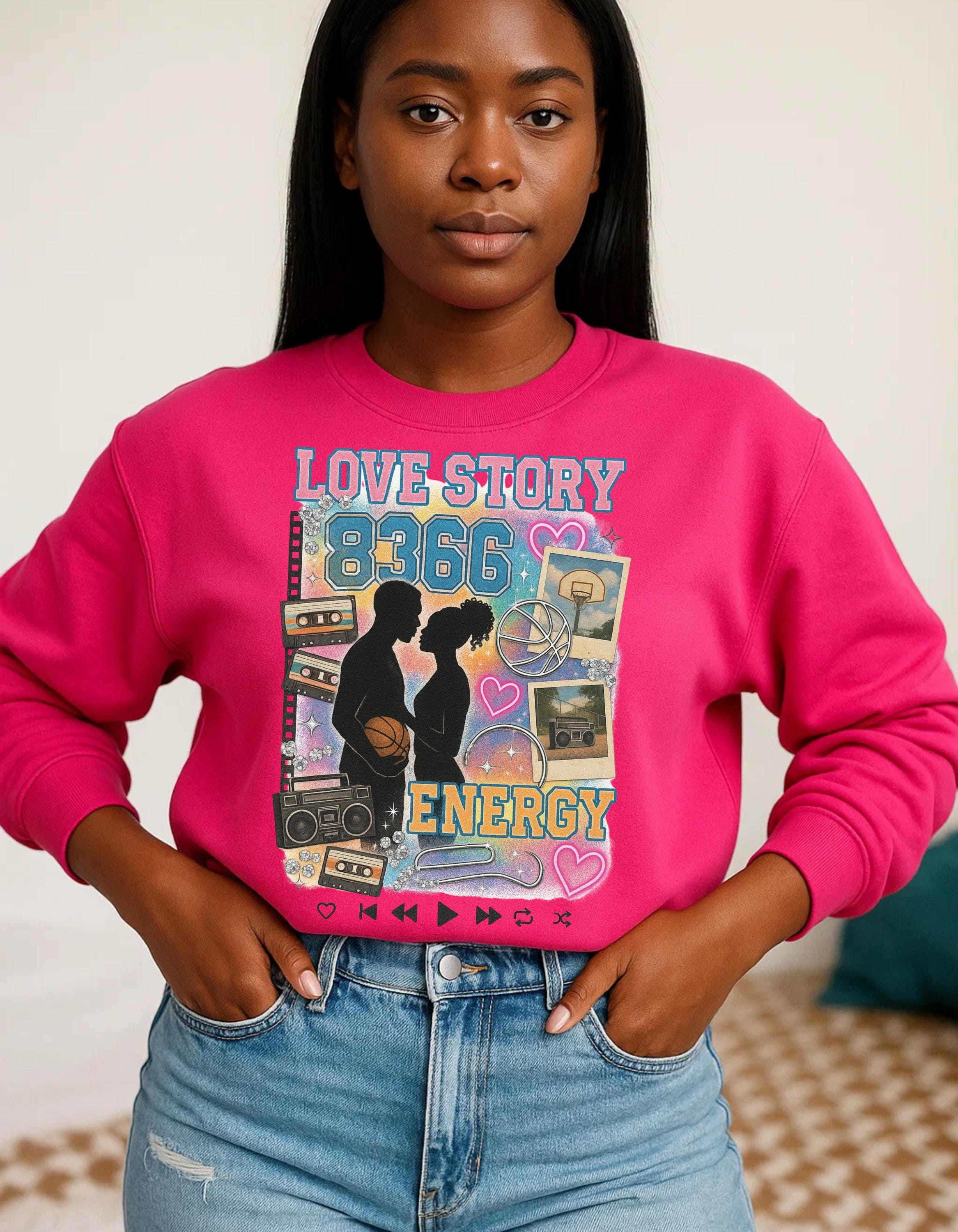 Love & Basketball silhouette couple Sweatshirt | 90s Black Love, Retro Hoops Romance