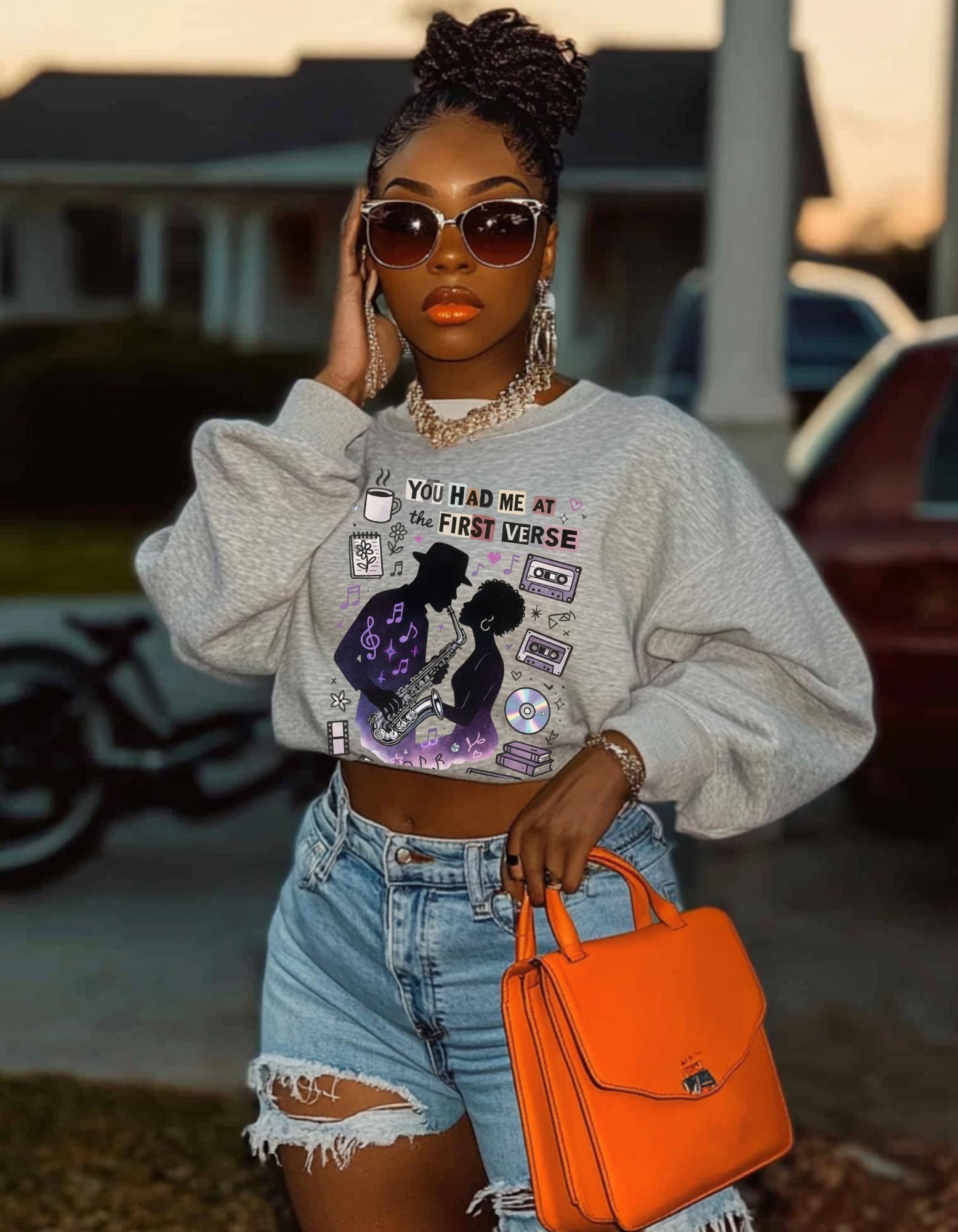 You Had Me At First Verse Sweatshirt | Retro Music Romance Design