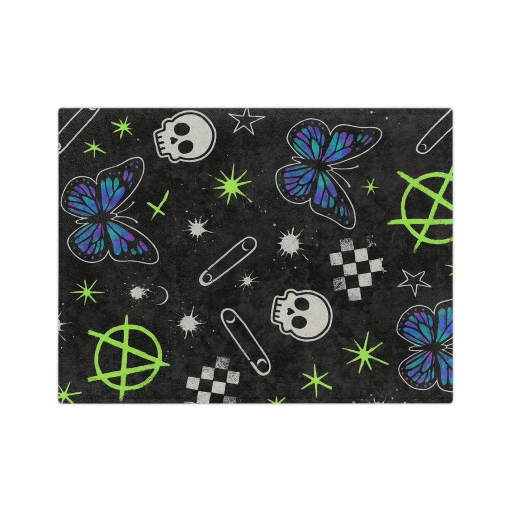 Punk Velveteen Blanket | Butterfly Skull, Anarchy & Checker Stars
