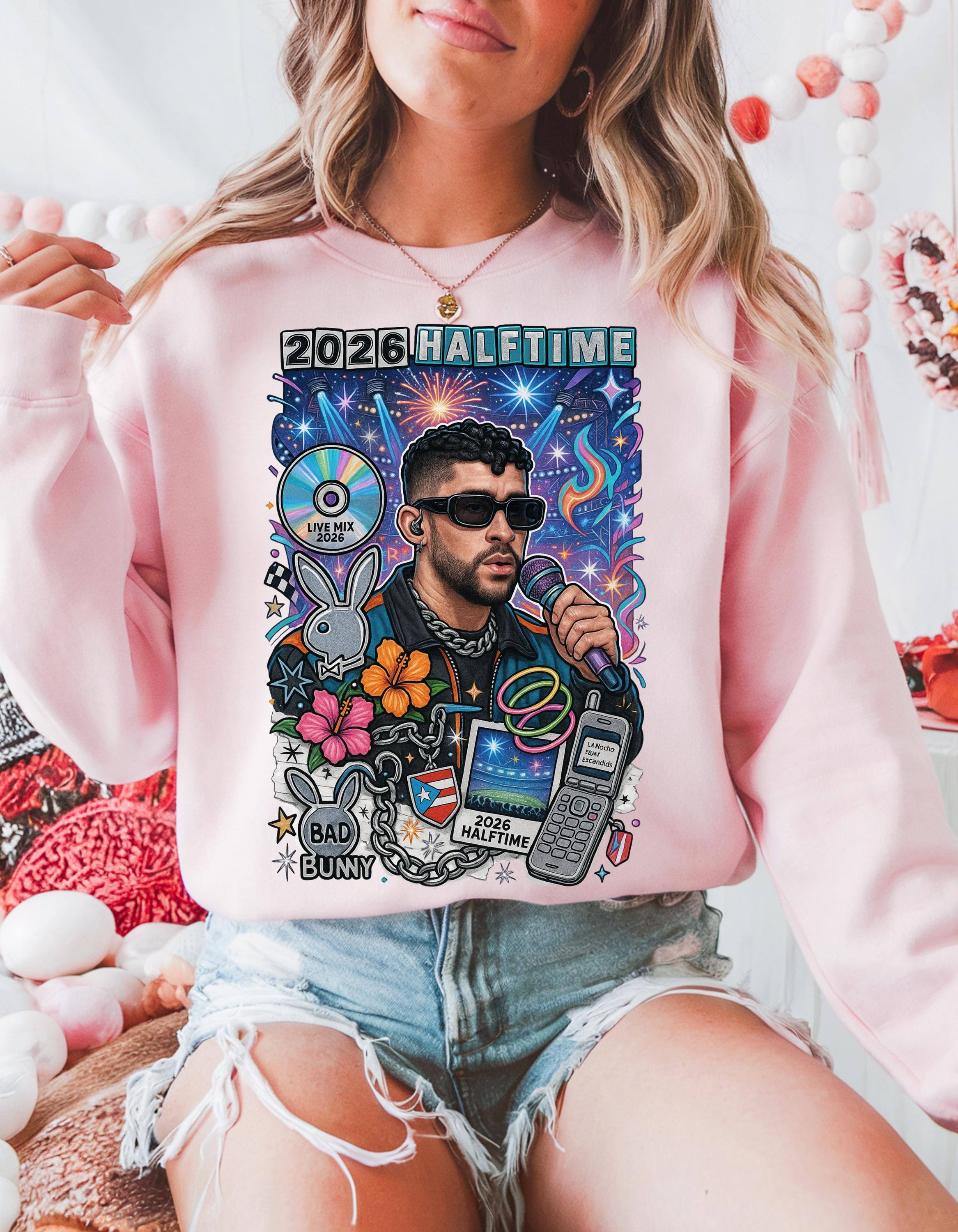 2026 Halftime Singer Portrait Crewneck | Retro Music Collage Sweatshirt Vintage Fan Gift