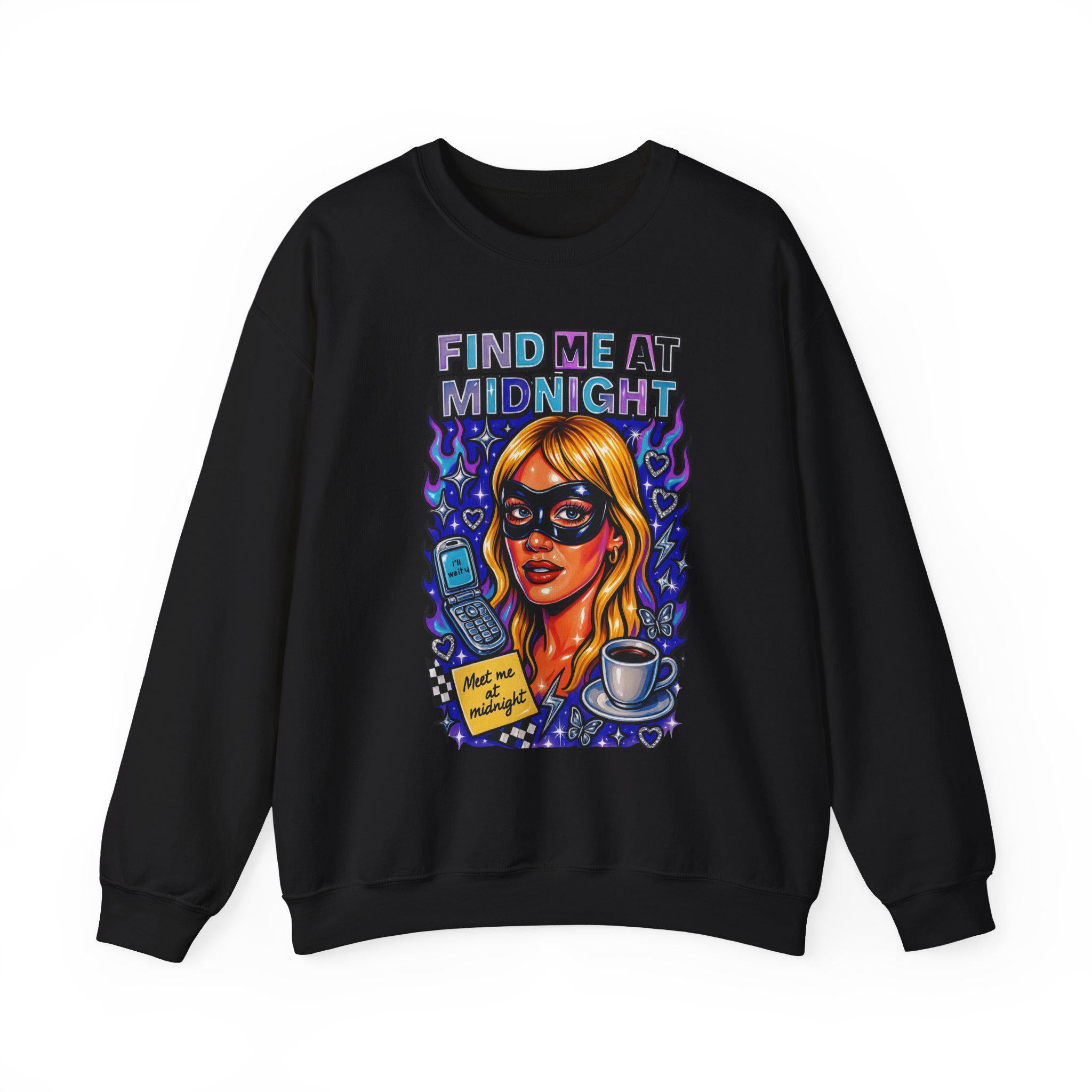 Masquerade Find Me At Midnight Romance Comedy Sweatshirt Millennial Vibe Crewneck Unisex