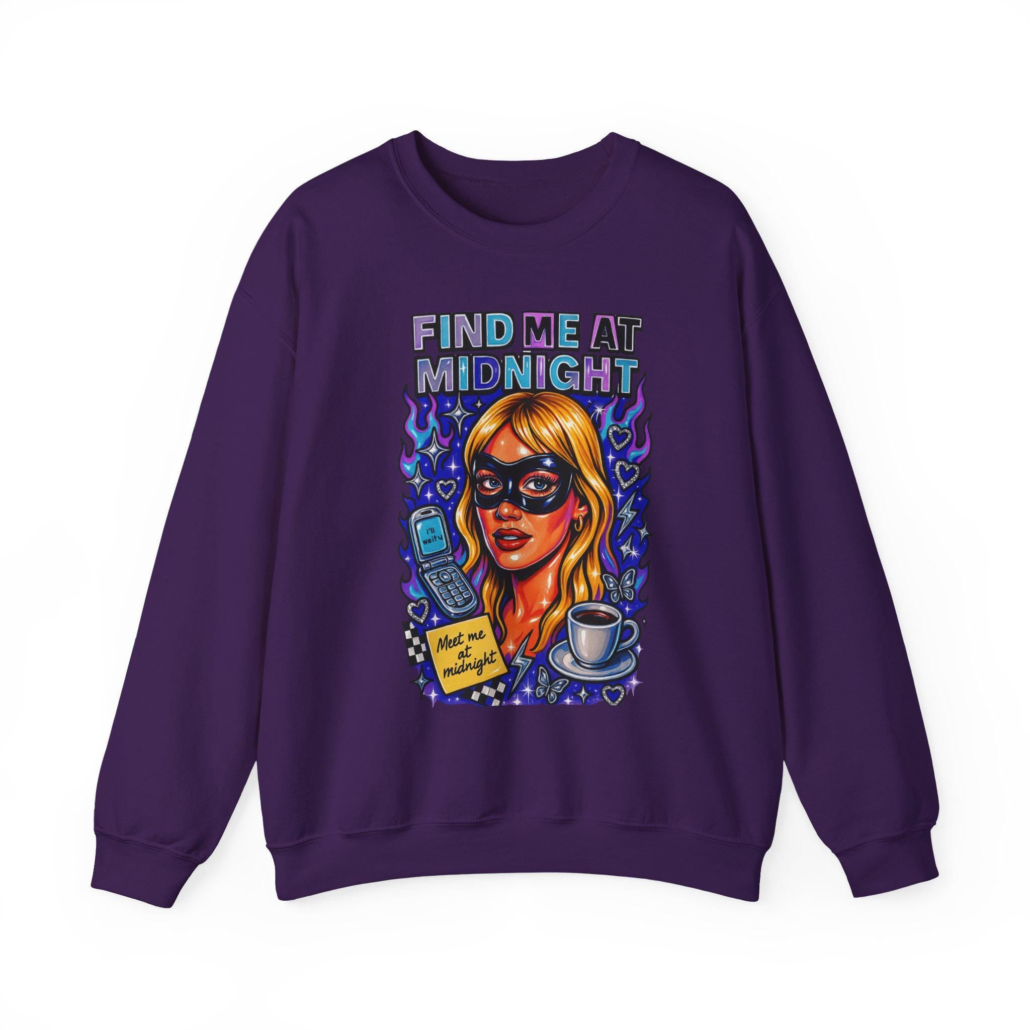 Masquerade Find Me At Midnight Romance Comedy Sweatshirt Millennial Vibe Crewneck Unisex