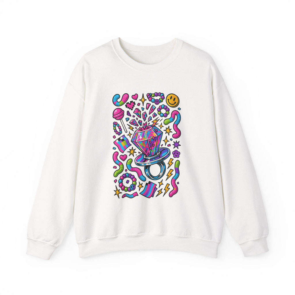 90s Candy Ring Sweatshirt Retro Circle Graphic Vintage Crewneck Pullover Nostalgia Sweet Throwback