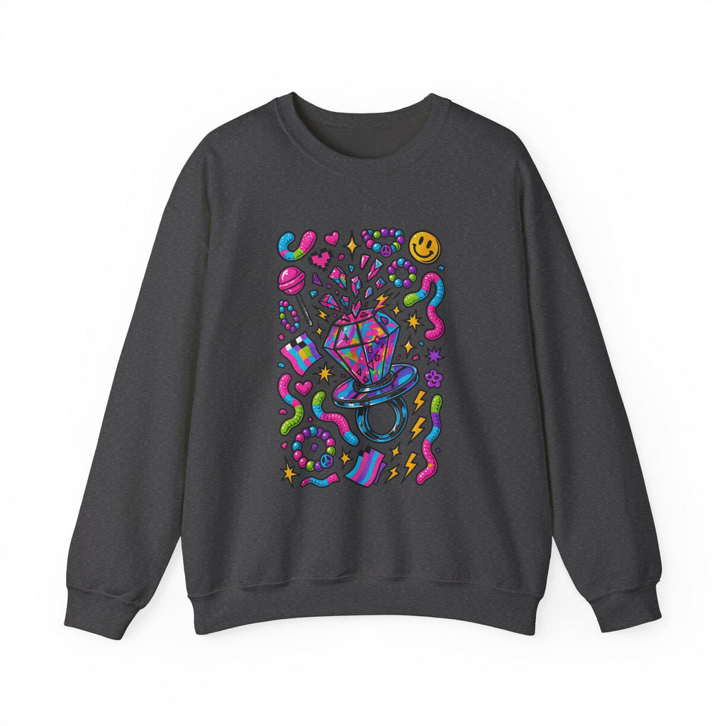 90s Candy Ring Sweatshirt Retro Circle Graphic Vintage Crewneck Pullover Nostalgia Sweet Throwback