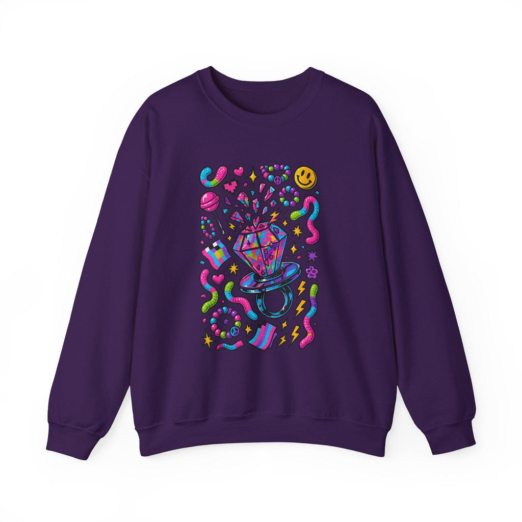 90s Candy Ring Sweatshirt Retro Circle Graphic Vintage Crewneck Pullover Nostalgia Sweet Throwback