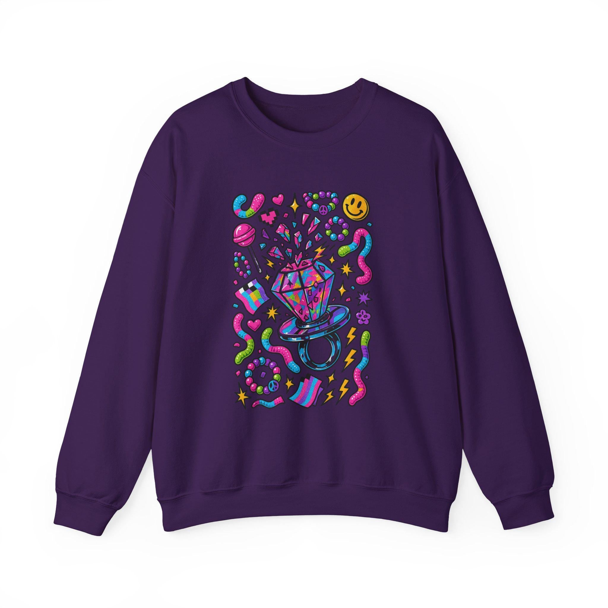 90s Candy Ring Sweatshirt Retro Circle Graphic Vintage Crewneck Pullover Nostalgia Sweet Throwback